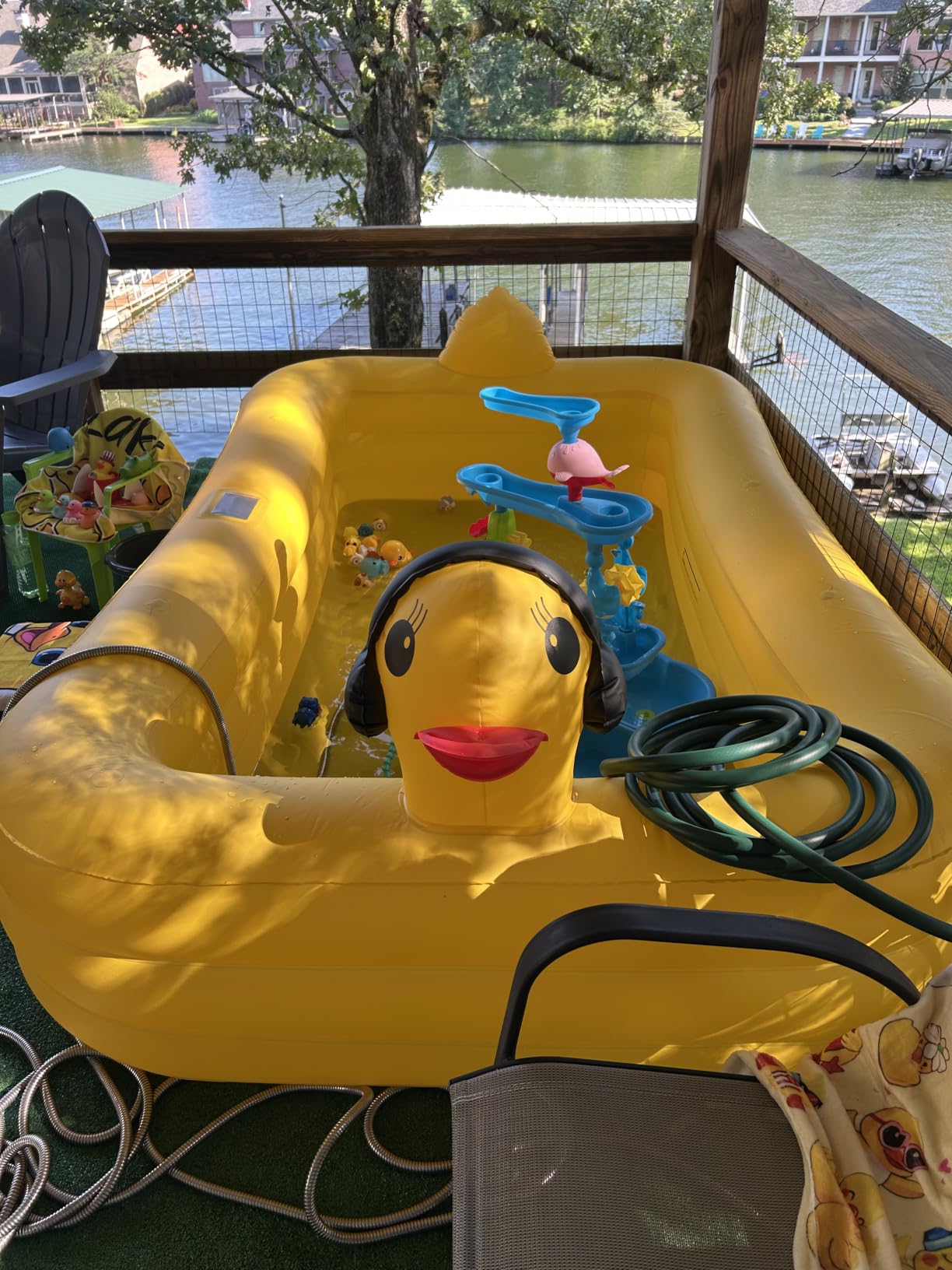 FizZeal Inflatable Pool with Lights,Solar Duck Inflatable Swimming Pool for Kid,Blow Up Pool for Adults,Large Inflatable Kiddie Pool,Durable Thickened Family Inflatable Kid Pool for Backyard 100*63*22 customer photo 2