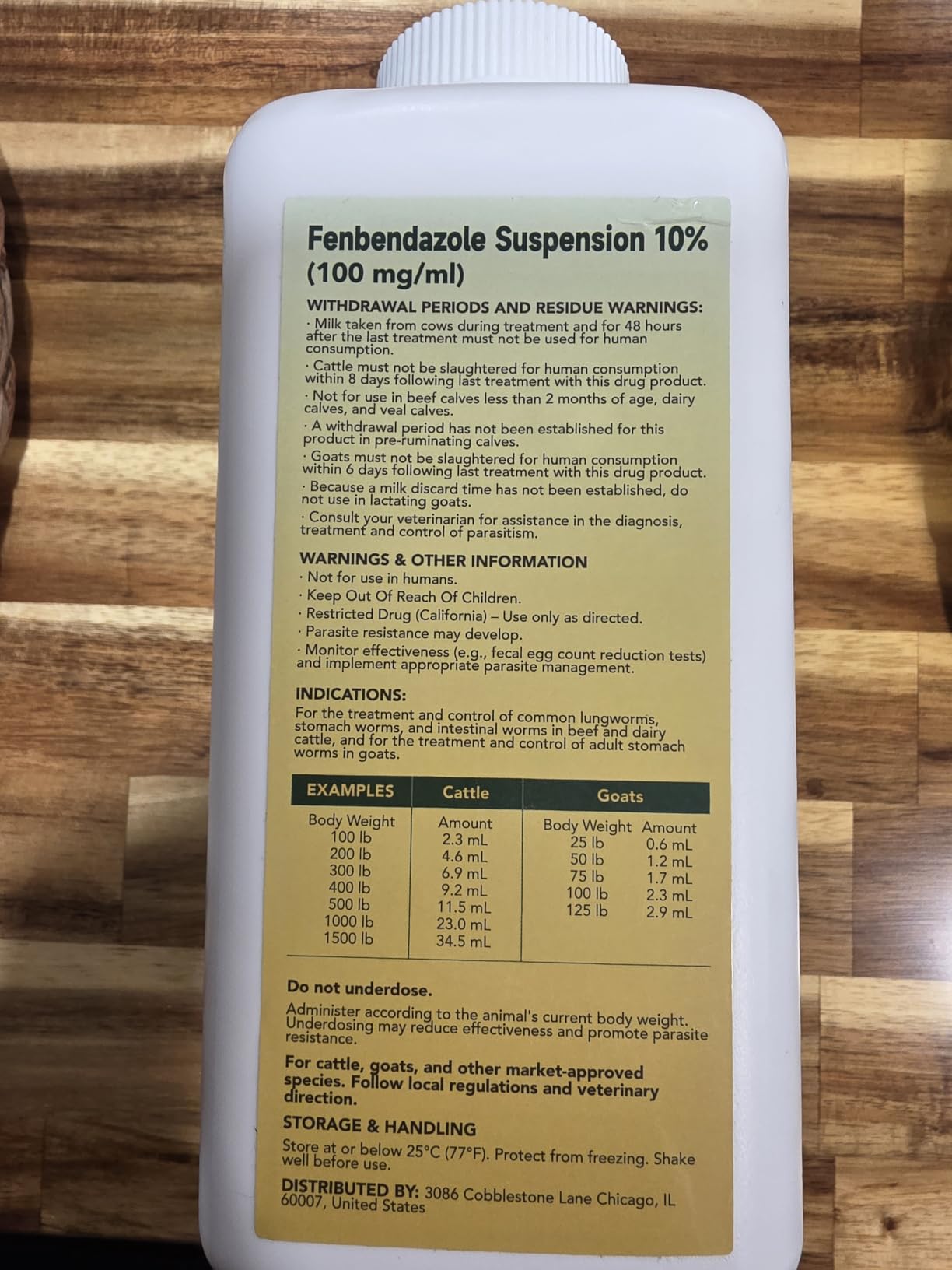 Dewormer for Beef, Dairy Cattle and Goats, Fenbendazole 10% Oral Suspension | Control of Roundworms, Hookworms, Whipworms & Tapeworms, 33.8 fl oz (1000 mL) customer photo 2