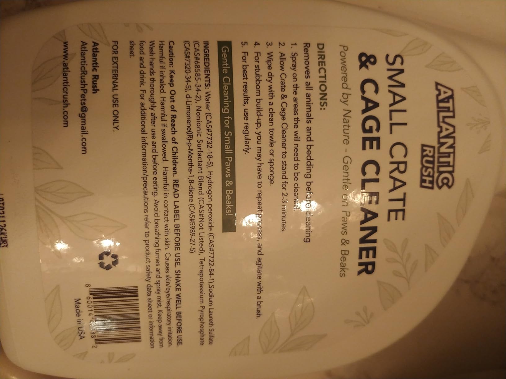 Atlantic Rush Small Animal Cage Cleaner Spray- 24oz Bottle Cage and Crate Cleaner for Guinea Pig, Hamster, Rabbit, Ferret, & Birds- Cage Cleaning Supplies Odor Eliminator customer photo 1