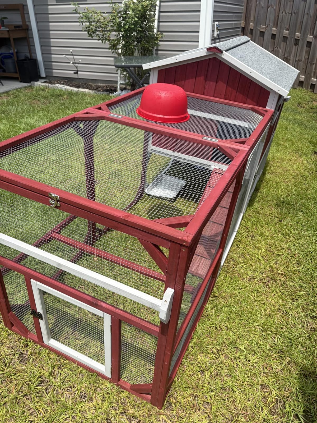 Large Chicken Coop for 4 - 6 Chickens with 6 Nesting Boxes, Wooden Outdoor Hen House with Pull-Out Tray, Backyard Chicken Coop with Weatherproof Openable Roof, 3 Perches, Expandable Run(61