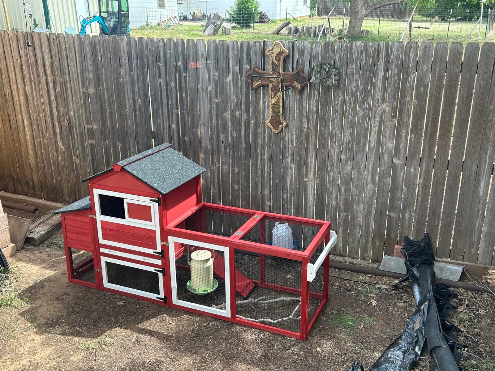 Large Chicken Coop with Run for 6-8 Chickens, Mobile Chicken Tractor with 8.1