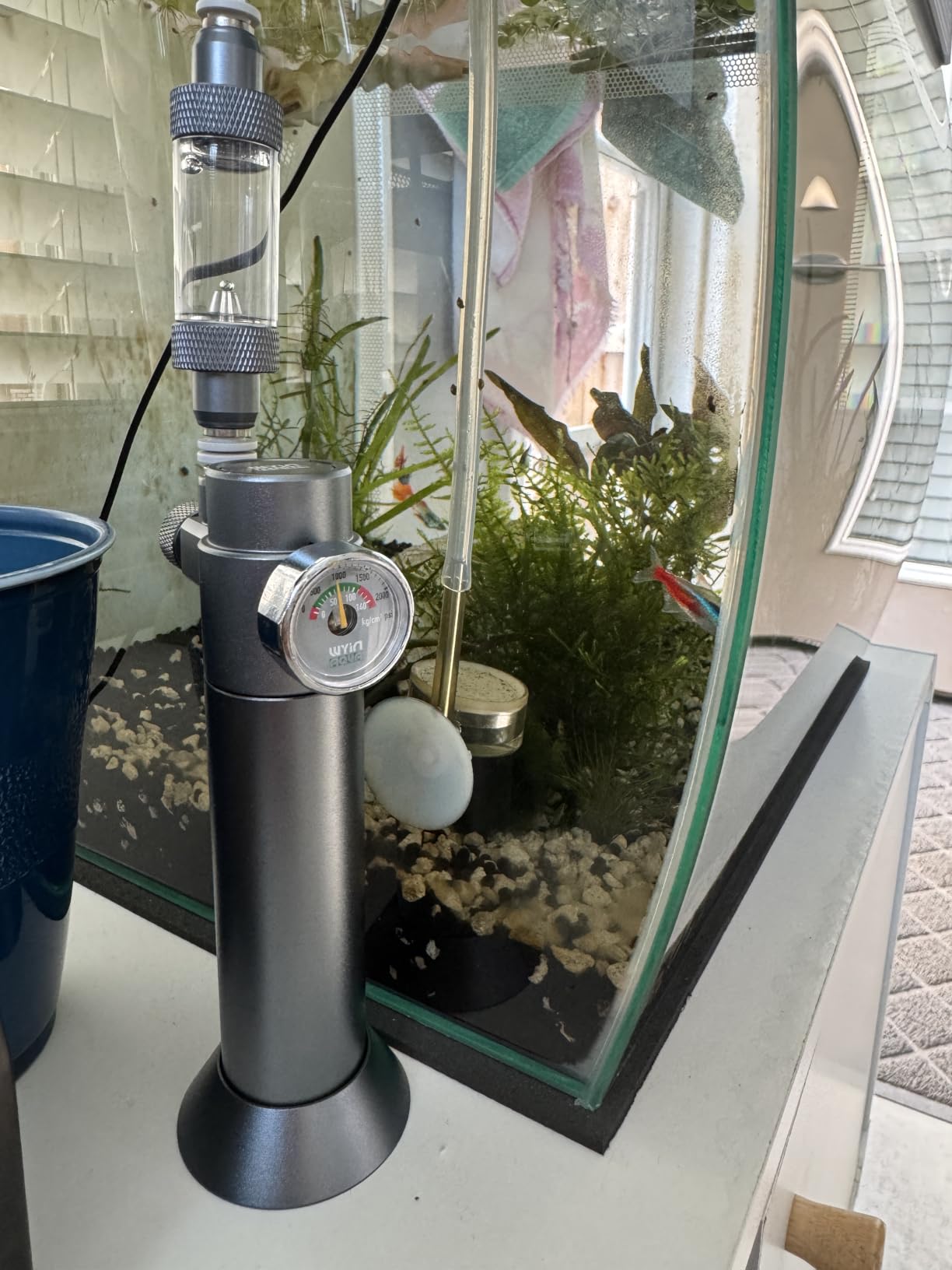 Aquarium CO2 Kit with Regulator, 2 x 16g Cartridges, 3/8