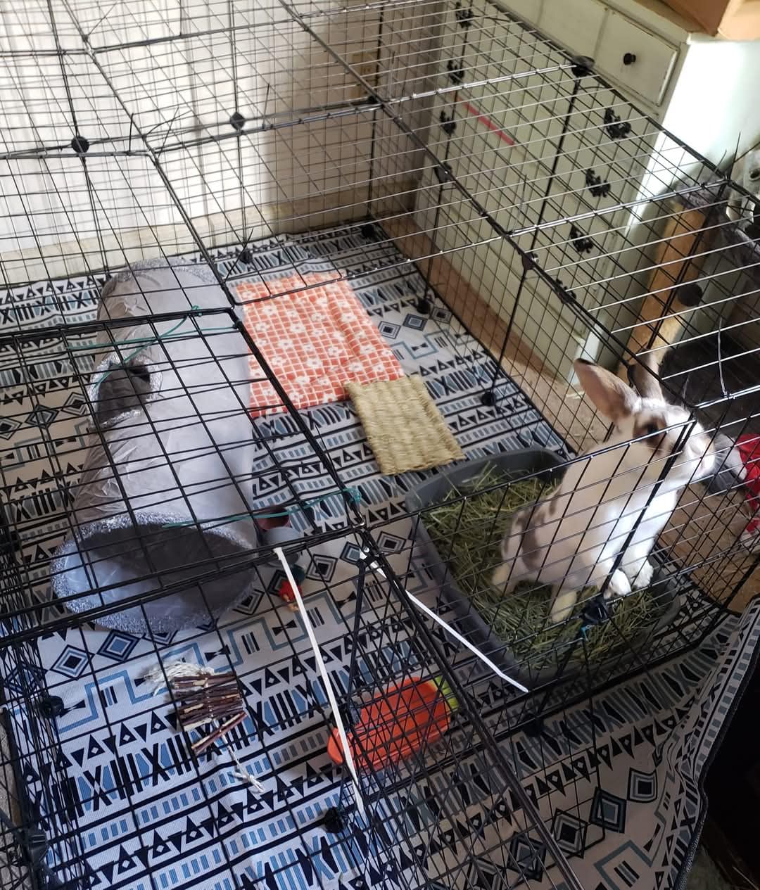 BNOSDM Washable Rabbit Cage Liner Waterproof Bunny Floor Mat for Cage, Playpen & Hutch, Anti Slip Pet Rug for Rabbits, Guinea Pigs, Small Animals - Reusable Pee Pad 91