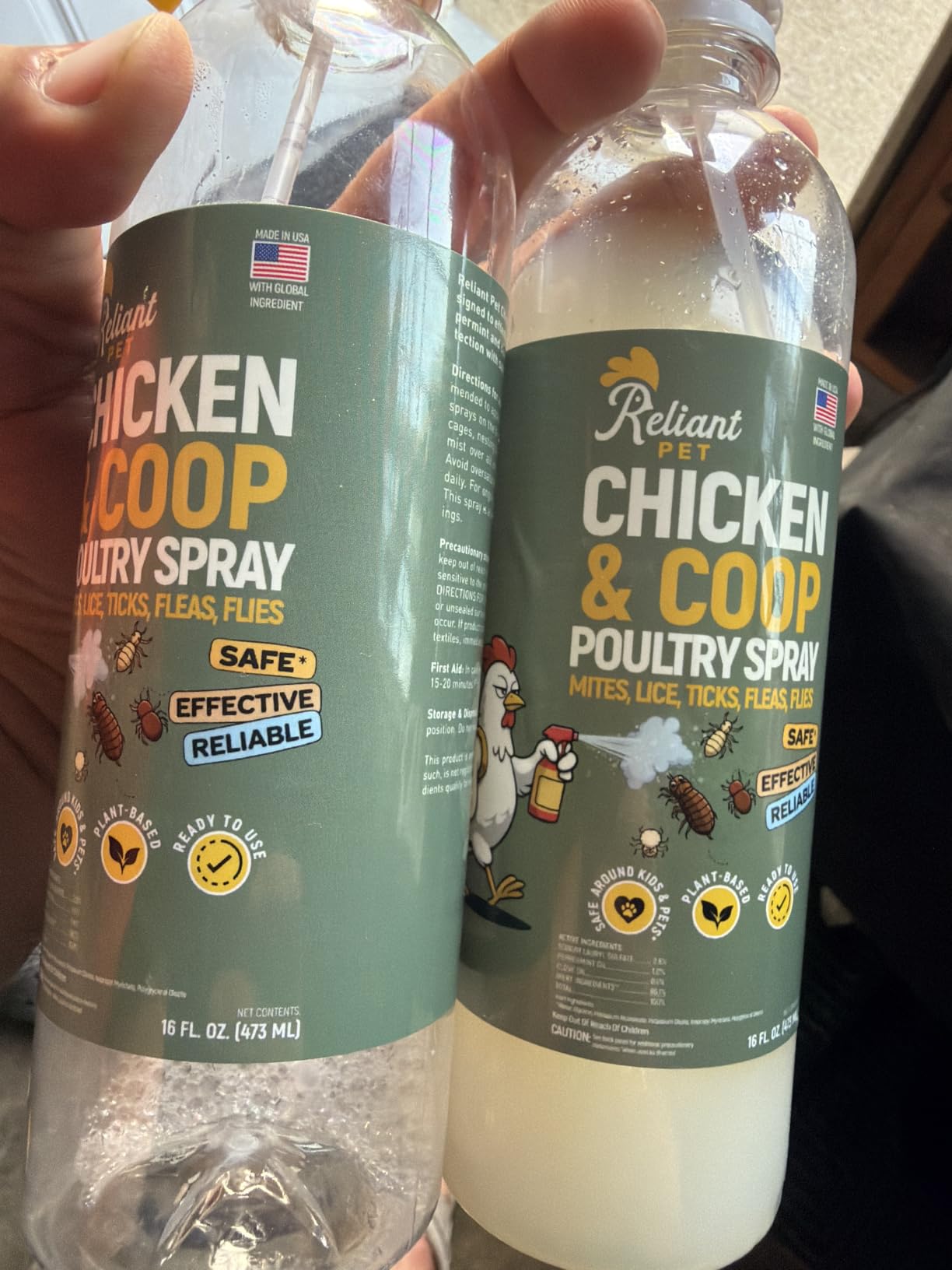 Reliant Pet Chicken and Coop Poultry Spray for Mite's Lice Ticks Fleas and Flies - Dust Mite Spray 16oz - Chicken Coop Fly Spray - Made in USA - Chicken Coop Accessories customer photo 2