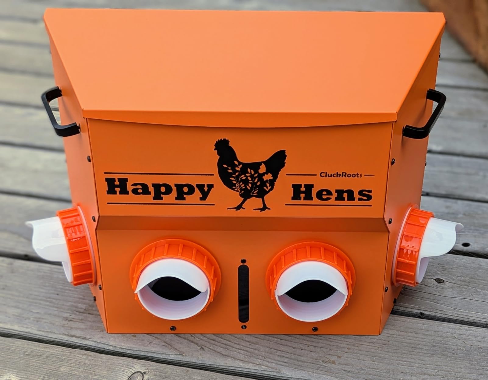 CluckRoots Metal Chicken Feeder 16-18 Lb No Waste Hanging Feeder | Wall-Mounted Space-Saving Automatic Feeder - Adjustable Height Bracket 4 Ports customer photo 1