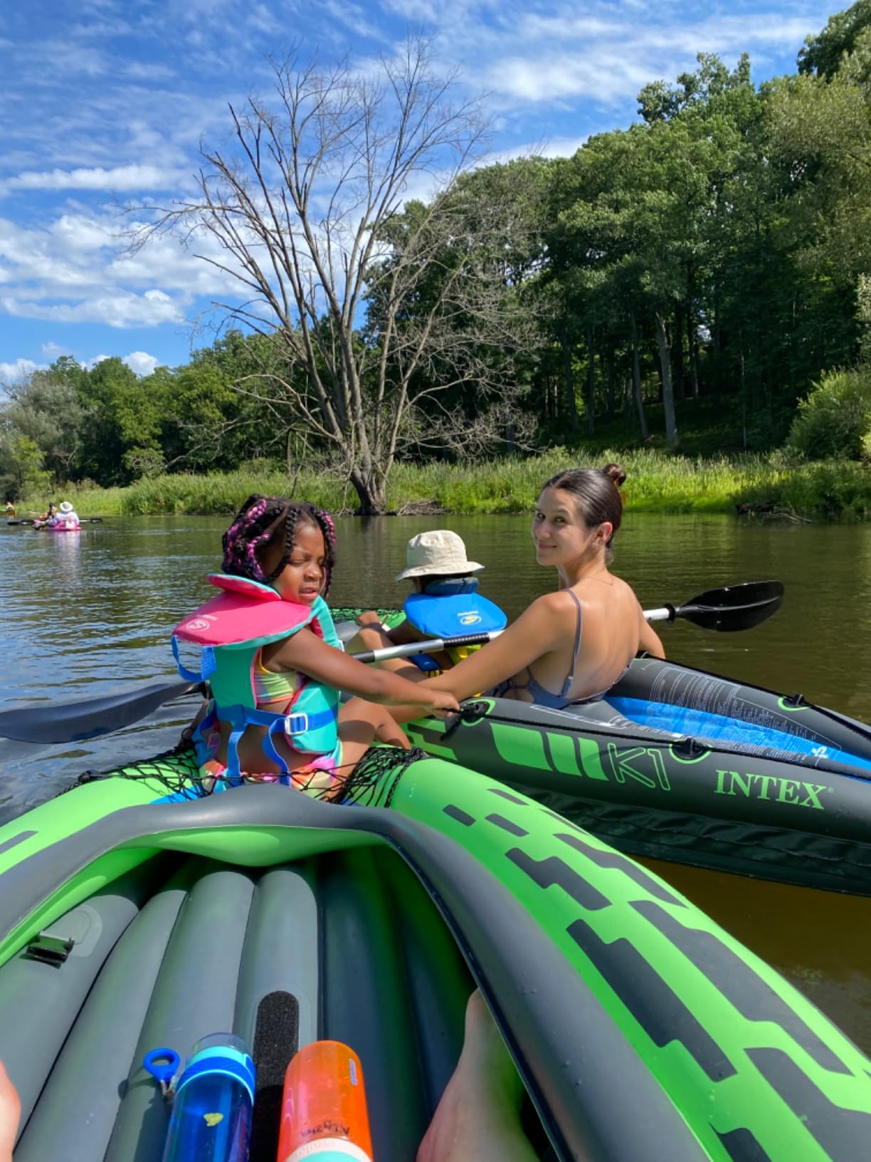 INTEX Challenger Inflatable Kayak Series: Includes Deluxe 86in Kayak Paddles and High-Output Pump – SuperStrong PVC – Adjustable Seat with Backrest – Removable Skeg – Cargo Storage Net customer photo 1