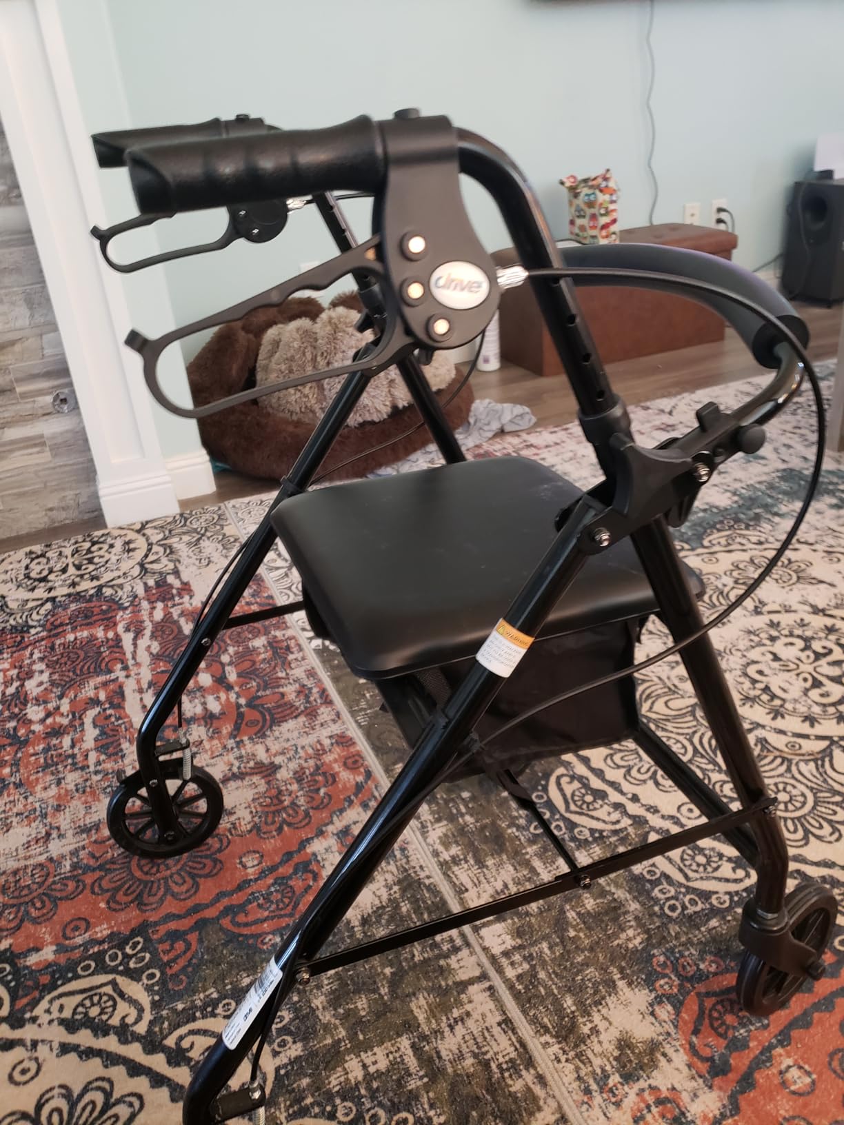 Drive Medical Aluminum Rollator Walker, Padded Seat, 6-Inch Wheels, Blue customer photo 2