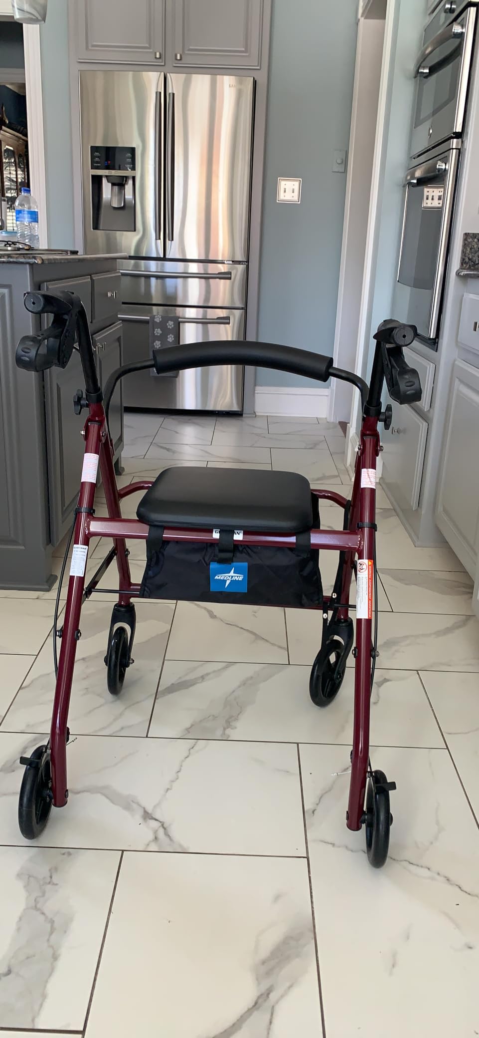 Medline Aluminum Rollator Walker with Seat, Purple, 250 lb. Weight Capacity, Lightweight, 6” Wheels, Foldable, Adjustable Handles, Rolling Walker for Seniors customer photo 2