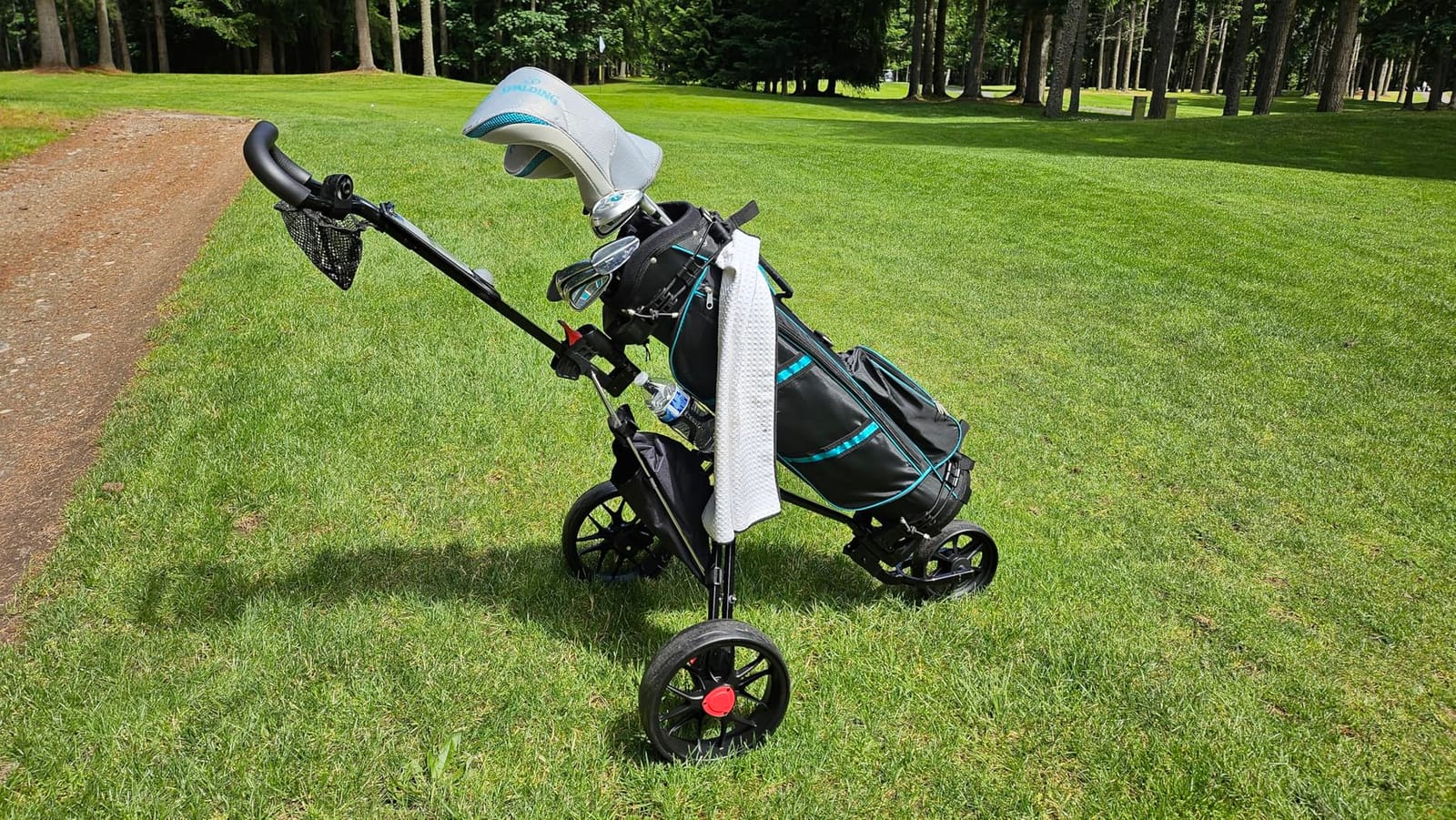 Caddytek CaddyLite 11.5 V3 Golf Push Cart - Lightweight Aluminum 3-Wheel Foldable Golf Bag Cart with Quad-Fold Frame, EVA Wheels, Adjustable Handle, Foot Brake, Mesh Net, Umbrella & Drink Holder customer photo 2