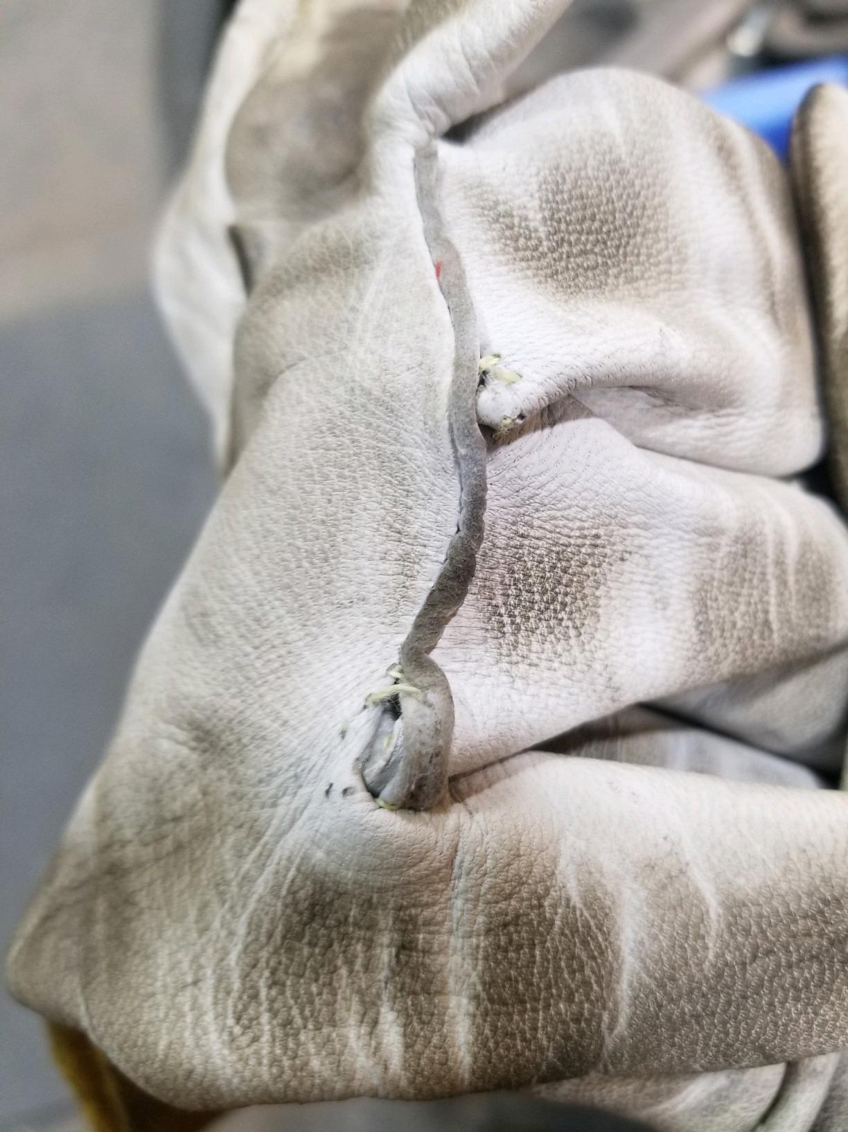 Caiman Premium Goat Grain TIG Welding Gloves, 4-Inch Gold Extended Cuff, Unlined, White/Gold, Medium (1600-4) customer photo 2
