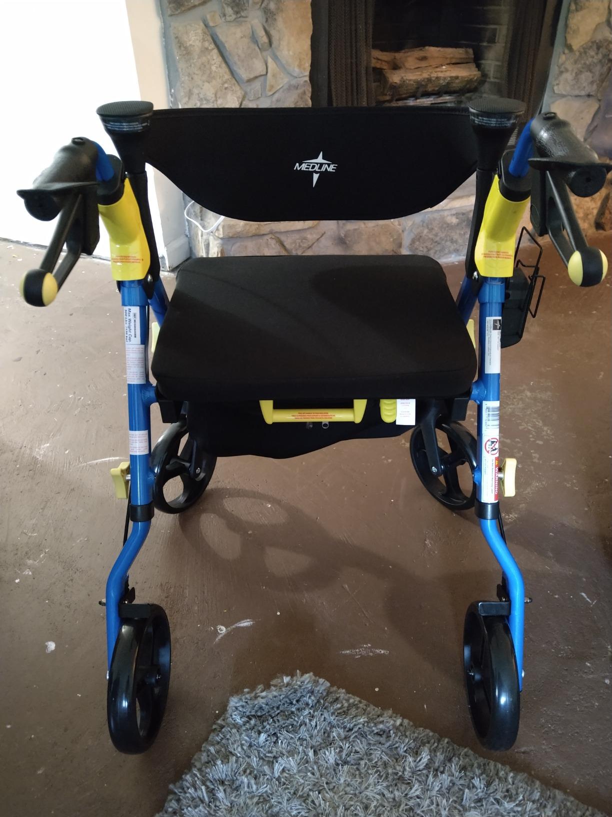 Medline Premium Empower Rollator Walker with Seat, Folding Rolling Walker with 8-inch Wheels, Silver customer photo 2