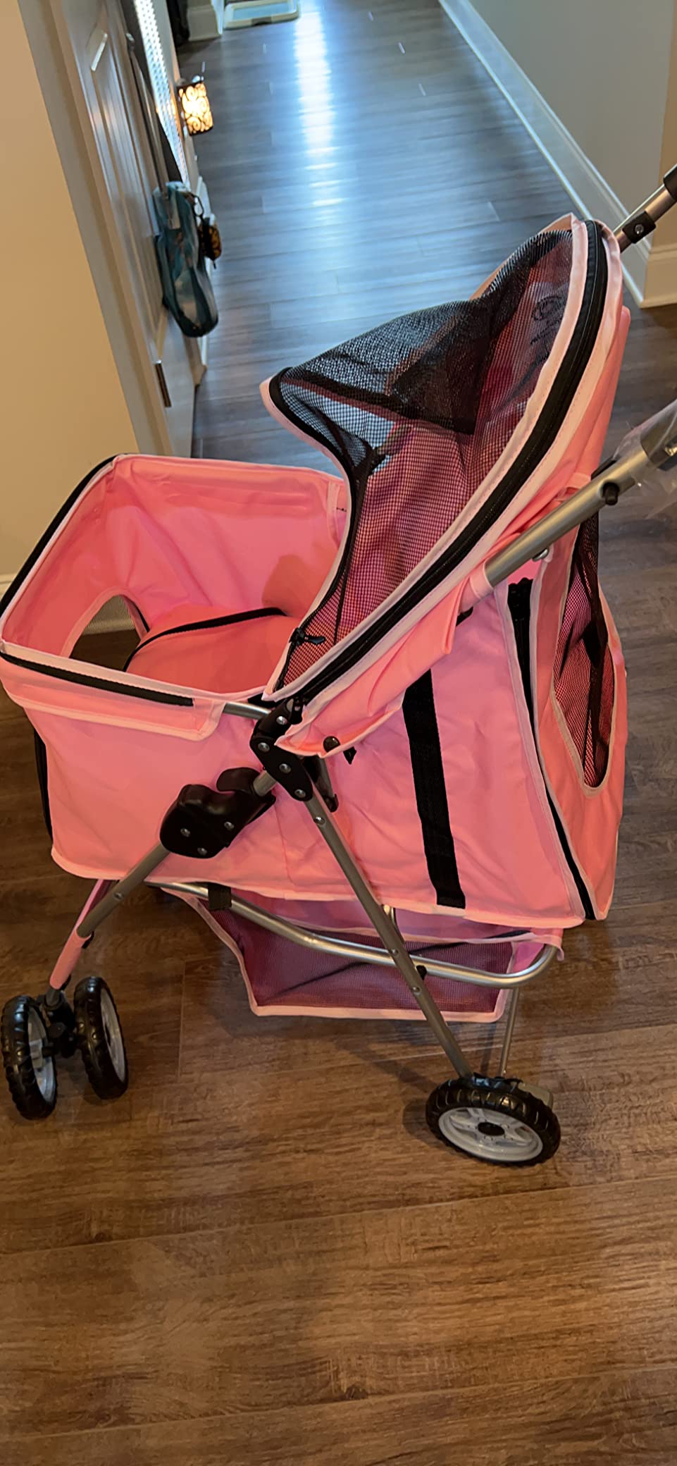 VIVO Black 4 Wheel Pet Stroller for Cat, Dog and More, Foldable Carrier Strolling Cart, STROLR-V001K customer photo 2