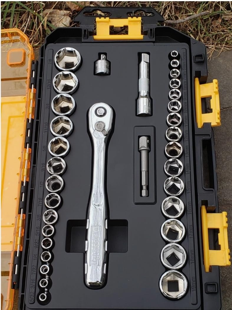 DEWALT Socket Set, 1/4-Inch & 3/8-Inch Drive, SAE/Metric, 34-Piece (DWMT73804) customer photo 1