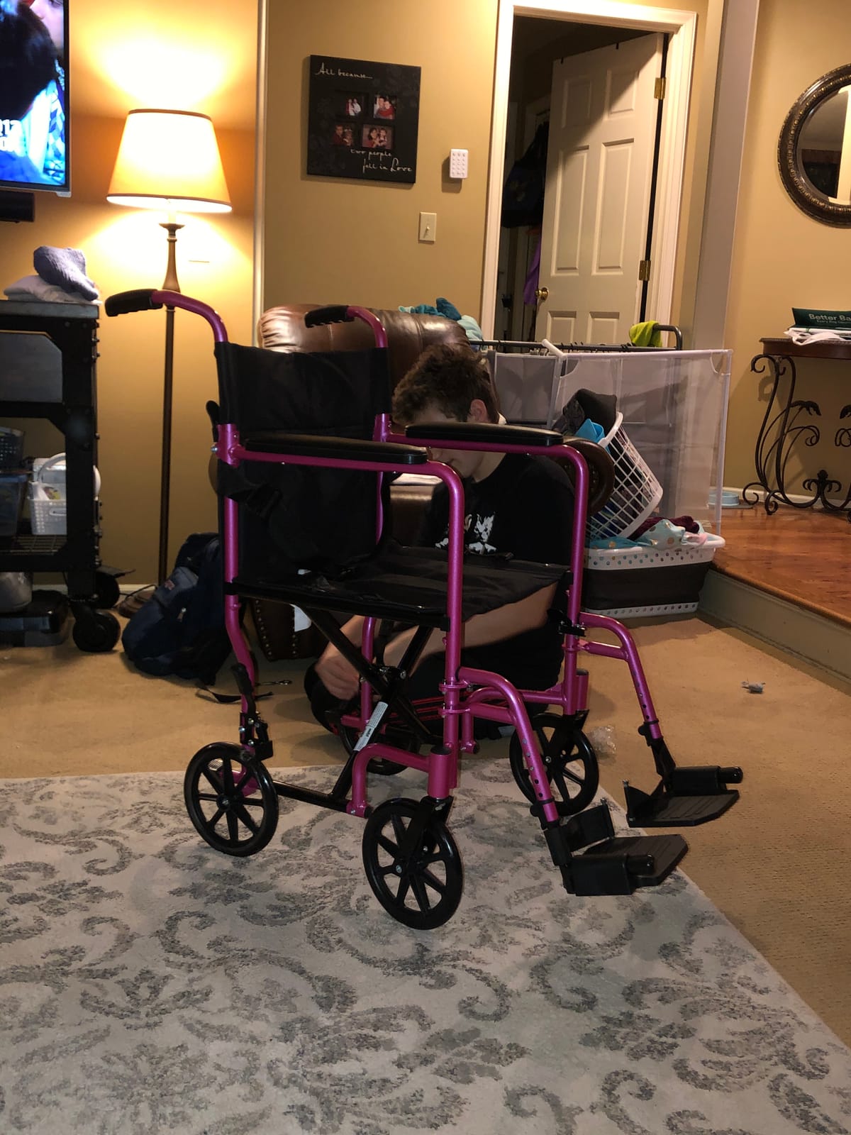 ProBasics - KTA1916SA-PK Aluminum Transport Wheelchair - 19” Wheel Chair Transport Chair - Pink customer photo 1