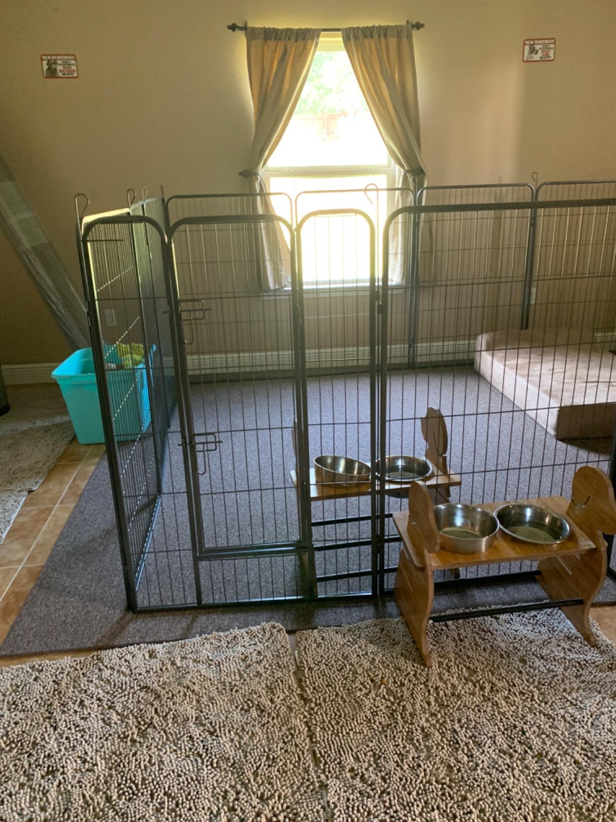 Giantex 48 inch Dog Fence with Door, 16/8 Panels Dog Playpen for Outside Large Dogs, Portable Pet Playpen Fencing Enclosures, Heavy Duty Metal Camping Fences for the Yard (8 Panels, 48 inch) customer photo 2