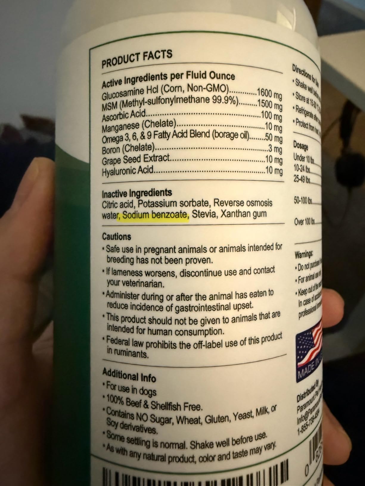 Plant-Based Liquid Glucosamine for Dogs, 1600mg Joint Support, MSM, Glucosamine & Omega 3-6-9, Shellfish-Free Dog Arthritis Supplement for Mobility & Flexibility, Made in USA, 32 oz customer photo 1