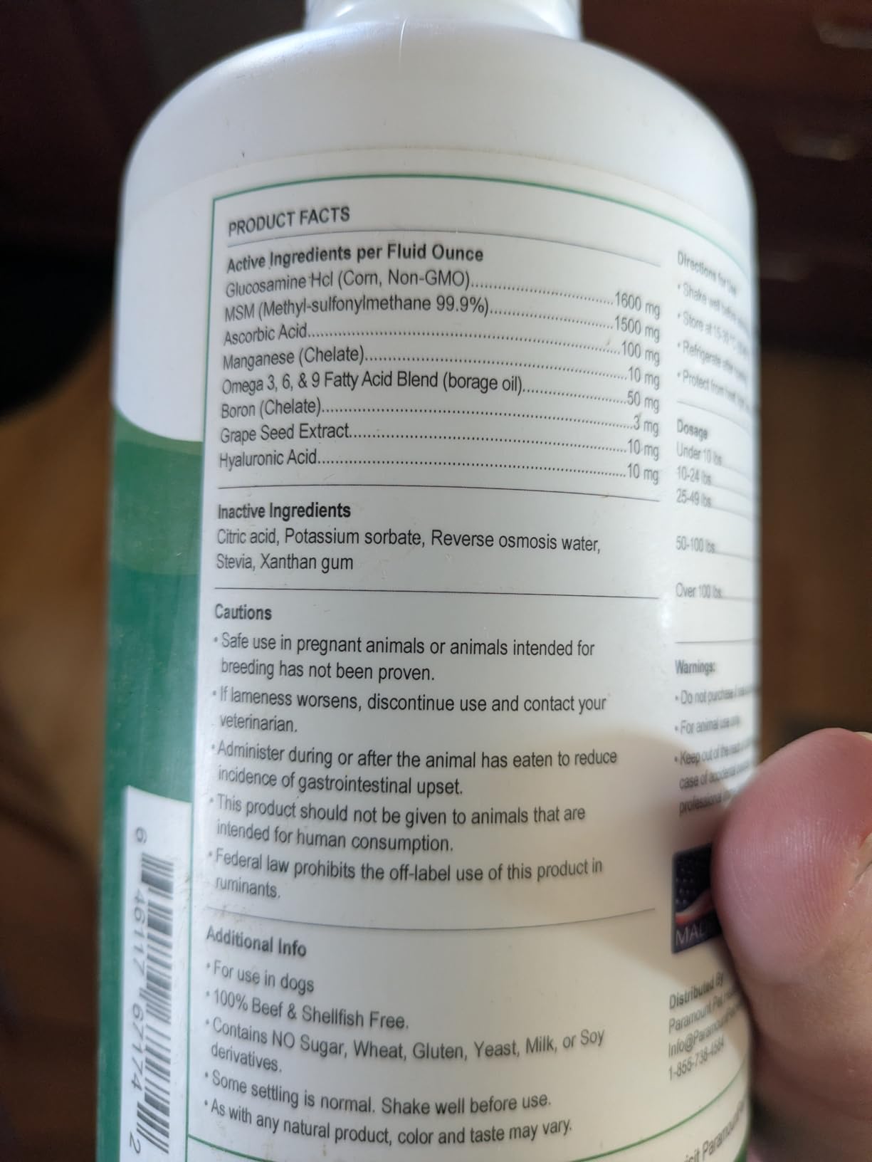 Plant-Based Liquid Glucosamine for Dogs, 1600mg Joint Support, MSM, Glucosamine & Omega 3-6-9, Shellfish-Free Dog Arthritis Supplement for Mobility & Flexibility, Made in USA, 32 oz customer photo 2