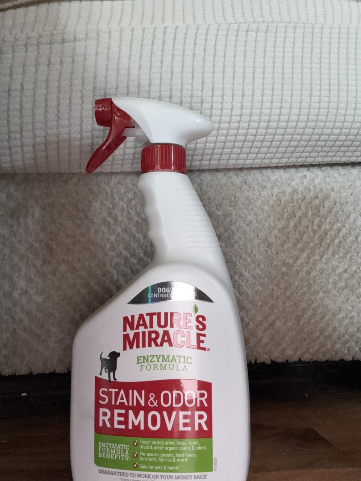 Nature’s Miracle Dog Stain & Odor Remover, Enzymatic Cleaner, 24 oz | Tough on Dog Urine, Feces, Vomit, Drool and Other Organic Stains and Odors, For Multiple Surfaces, Fresh Scent customer photo 1