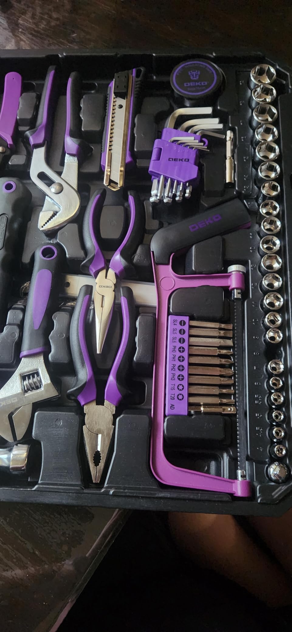 DEKOPRO 228 Piece Socket Wrench Auto Repair Tool Combination Package Mixed Tool Set Hand Tool Kit with Plastic Toolbox Storage Case customer photo 2