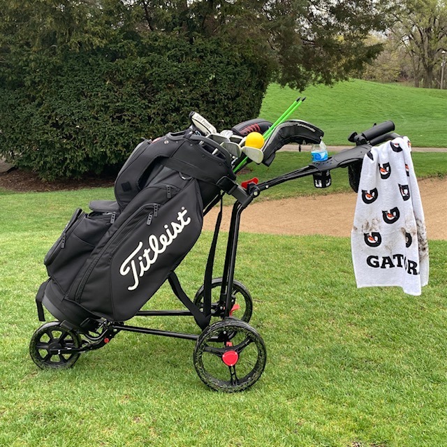 Tangkula Golf Push Cart, Lightweight Collapsible Golf Pull Cart, 3 Wheels Golf Trolley with Foot Brake Umbrella Holder & Cup Holder, Adjustable Handle and Storage Bag customer photo 1