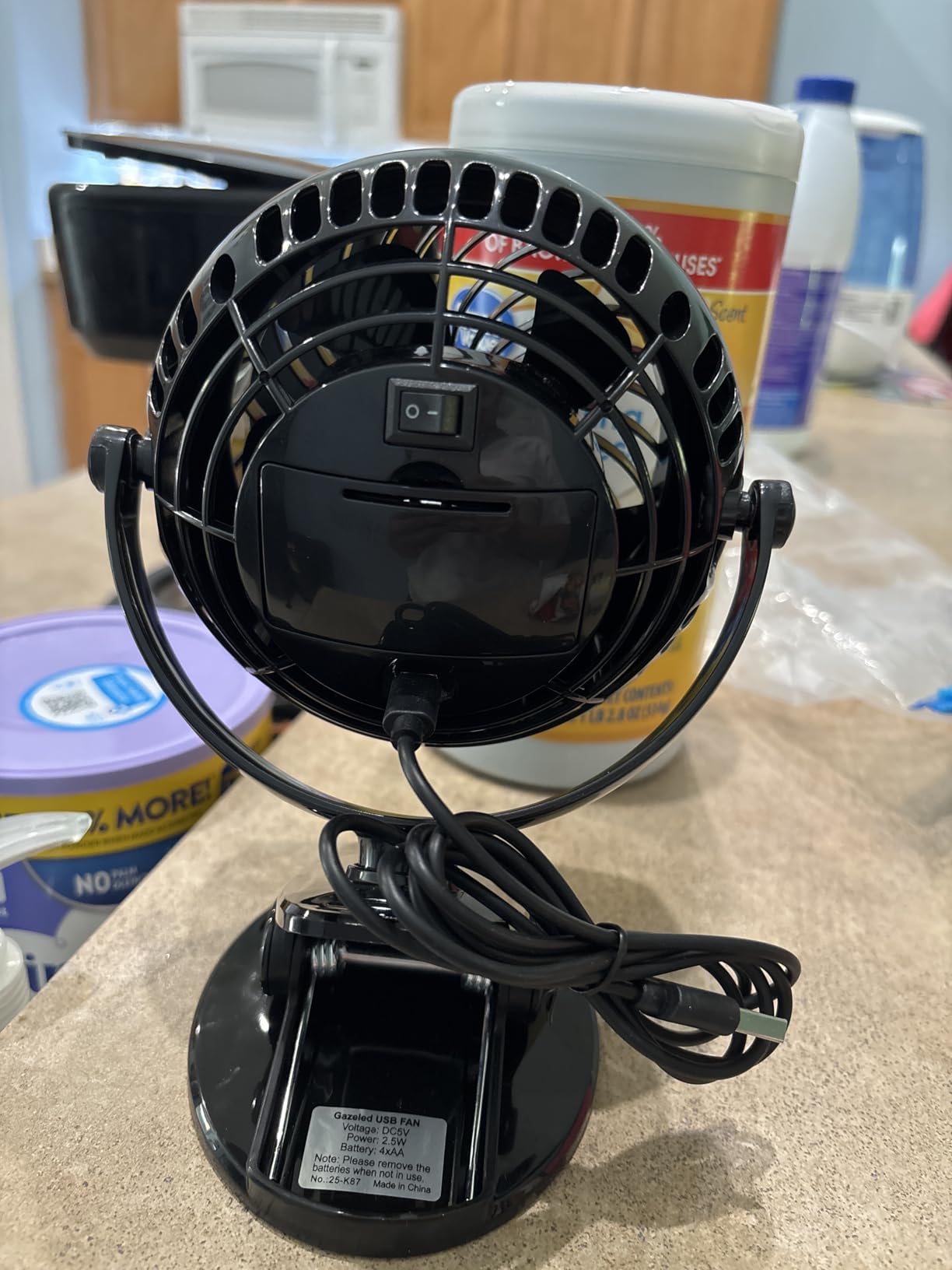 Gazeled Clip on Fan Battery Operated, 360° Rotation, with 8 Free AA Batteries, Quiet USB or Battery Operated Fan, 5'' Portable Battery Powered Clip on Fans for Camping, Stroller, Bedroom, Outdoor customer photo 2