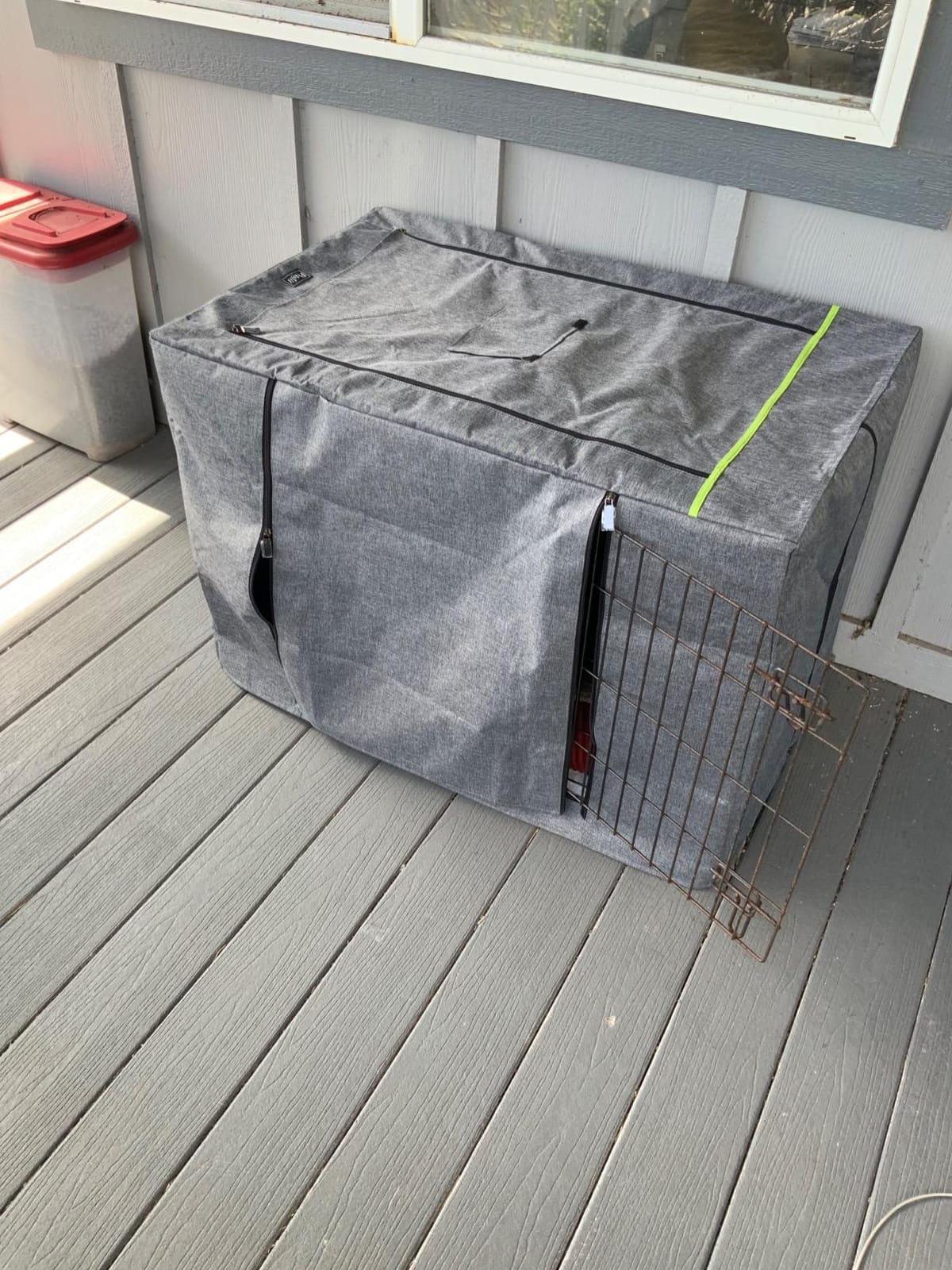 PETSFIT Dog Crate Cover,42 Inch Kennel Cover for Wire Dog Crate, Double Doors, Mesh Window, Flap On The Top and Back is Detachable, Dog Cage Cover Grey customer photo 1