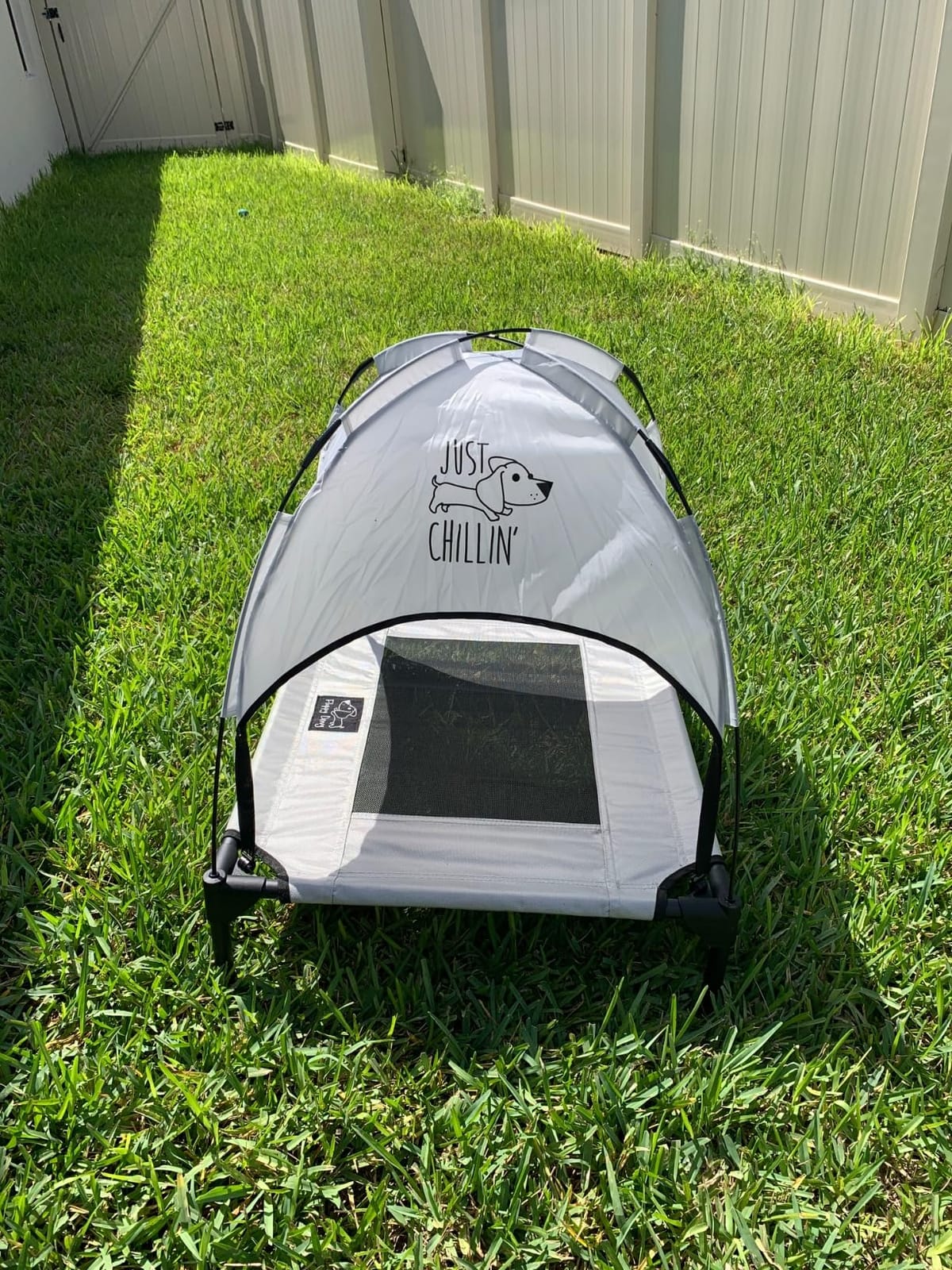 Floppy Dawg Just Chillin' Elevated Dog Bed. Cool Cot with Removable Canopy Shade. Indoor or Outdoor Pet Use. Lightweight and Portable. Chill in Style on Raised Breathable Mesh Fabric. customer photo 2