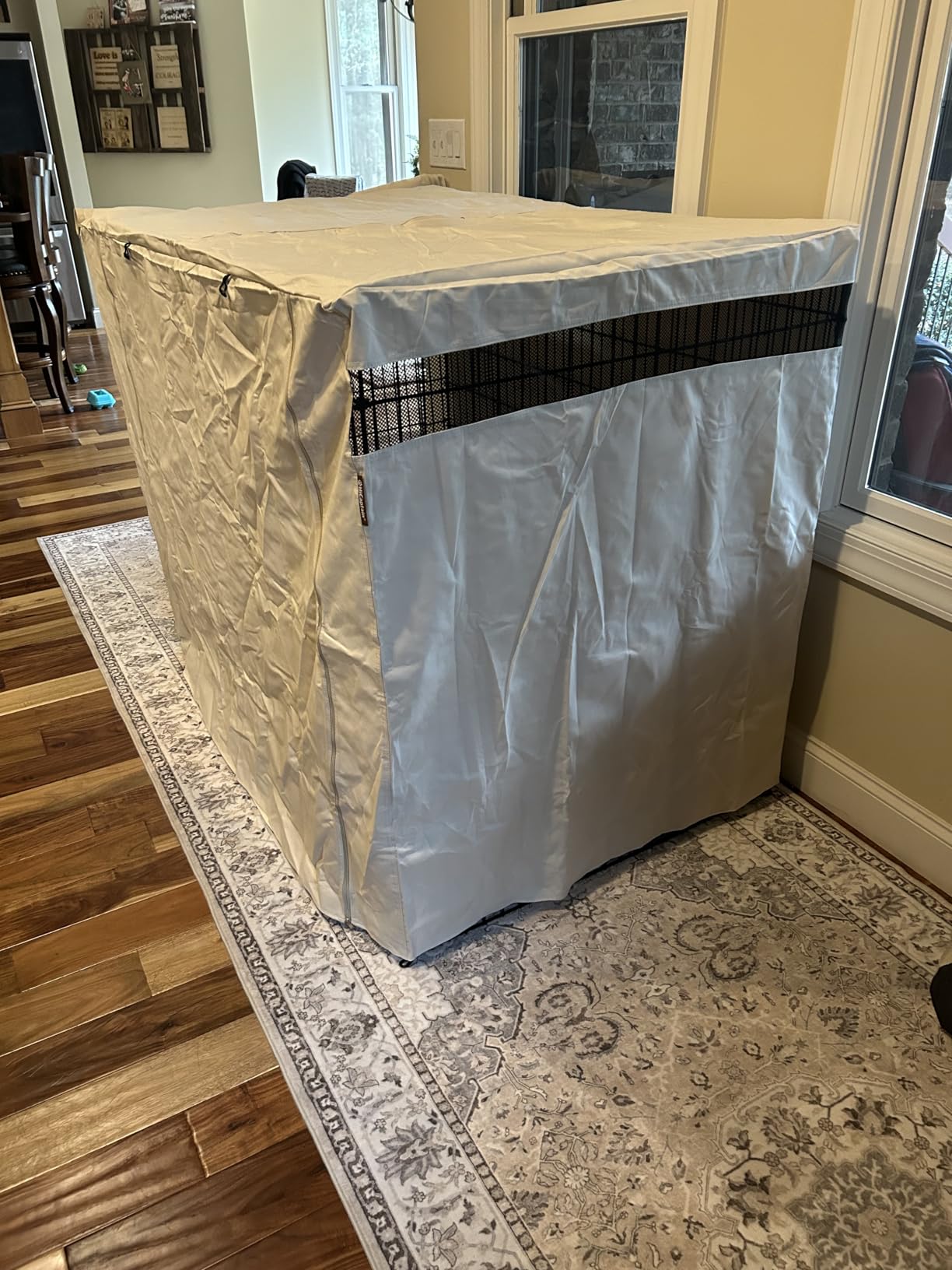 HiCaptain 30-Inch Dog Crate Cover with Mesh, Waterproof Kennel Cover, Beige customer photo 2