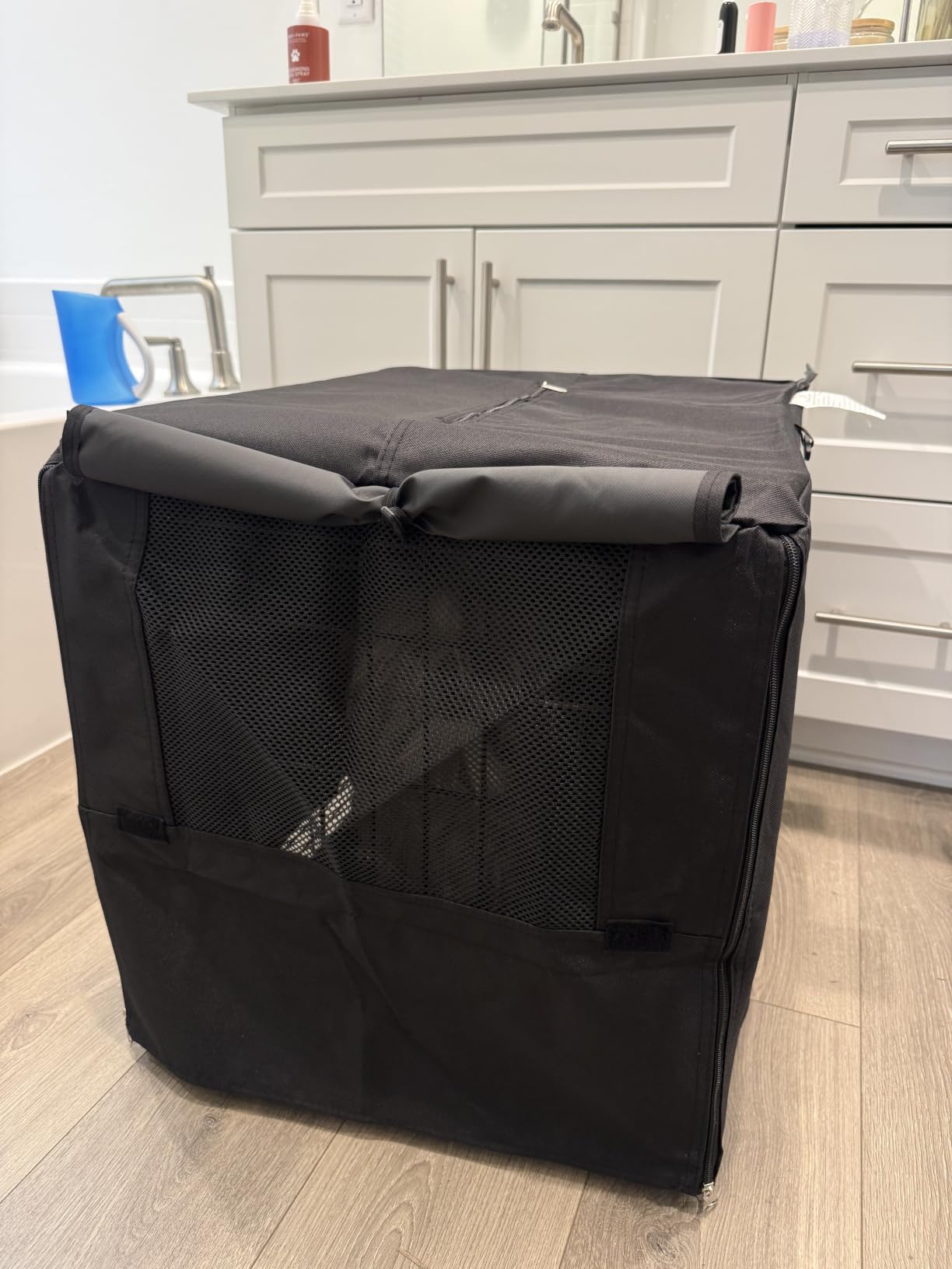 Explore Land Dog Crate Cover Heavy Duty Polyester Pet Kennel Sunshade Universal Fit for 42 inches Wire Cage (Black) customer photo 1