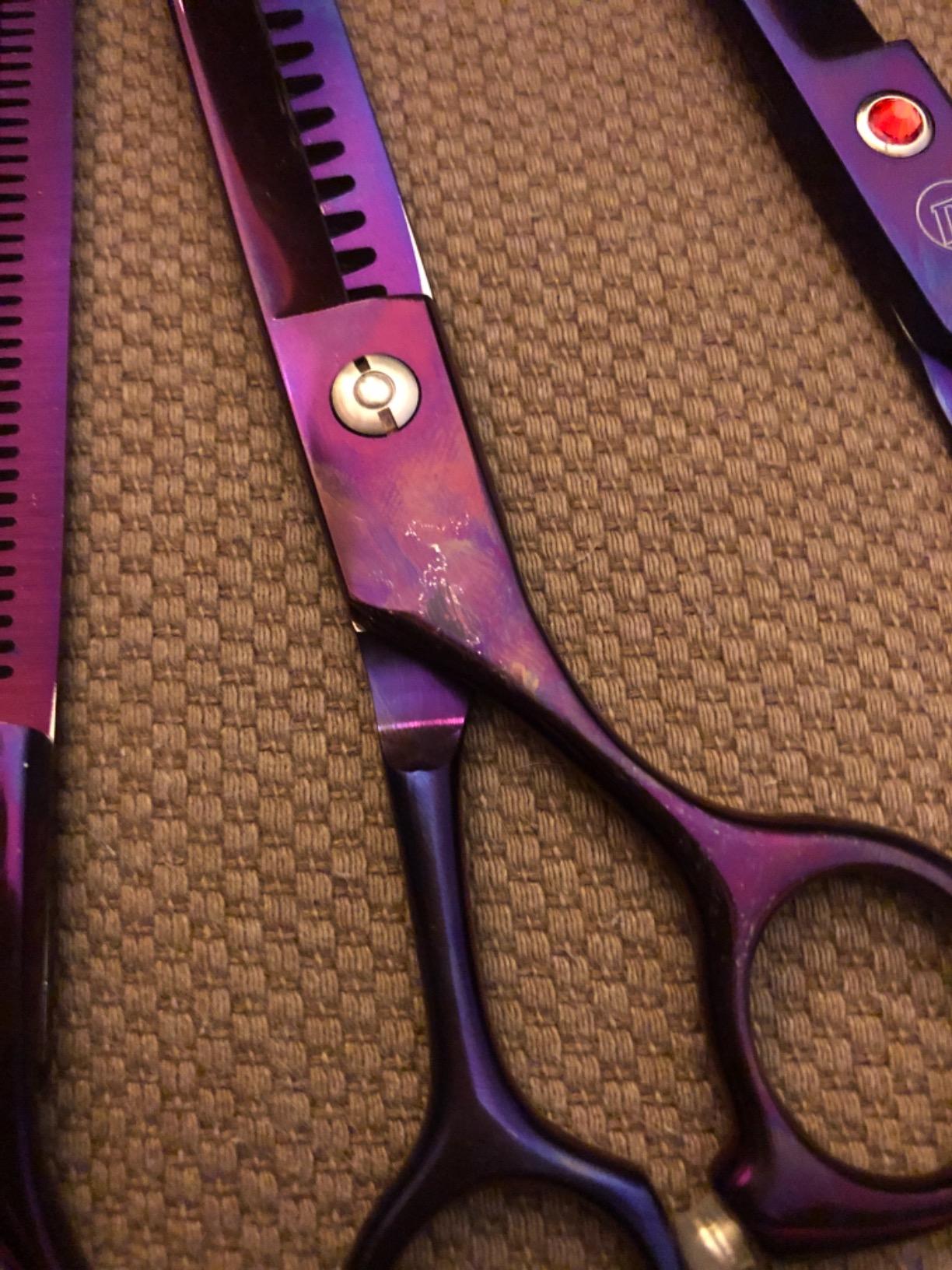 Professional Dog Grooming Scissors Set, 7 Inch/8 Inch Pet Grooming Scissors Chunkers Shears for Dog, Curved Dog Grooming Scissors, Thinning Shears for Dog with Grooming Comb customer photo 1
