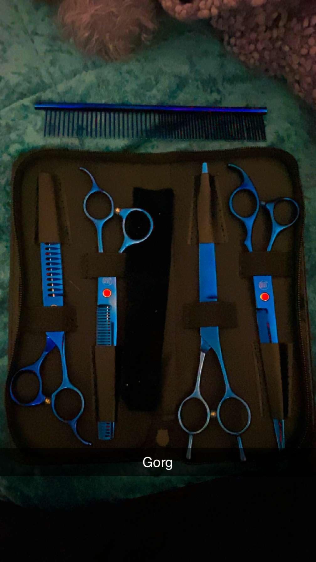 Professional Dog Grooming Scissors Set, 7 Inch/8 Inch Pet Grooming Scissors Chunkers Shears for Dog, Curved Dog Grooming Scissors, Thinning Shears for Dog with Grooming Comb customer photo 2
