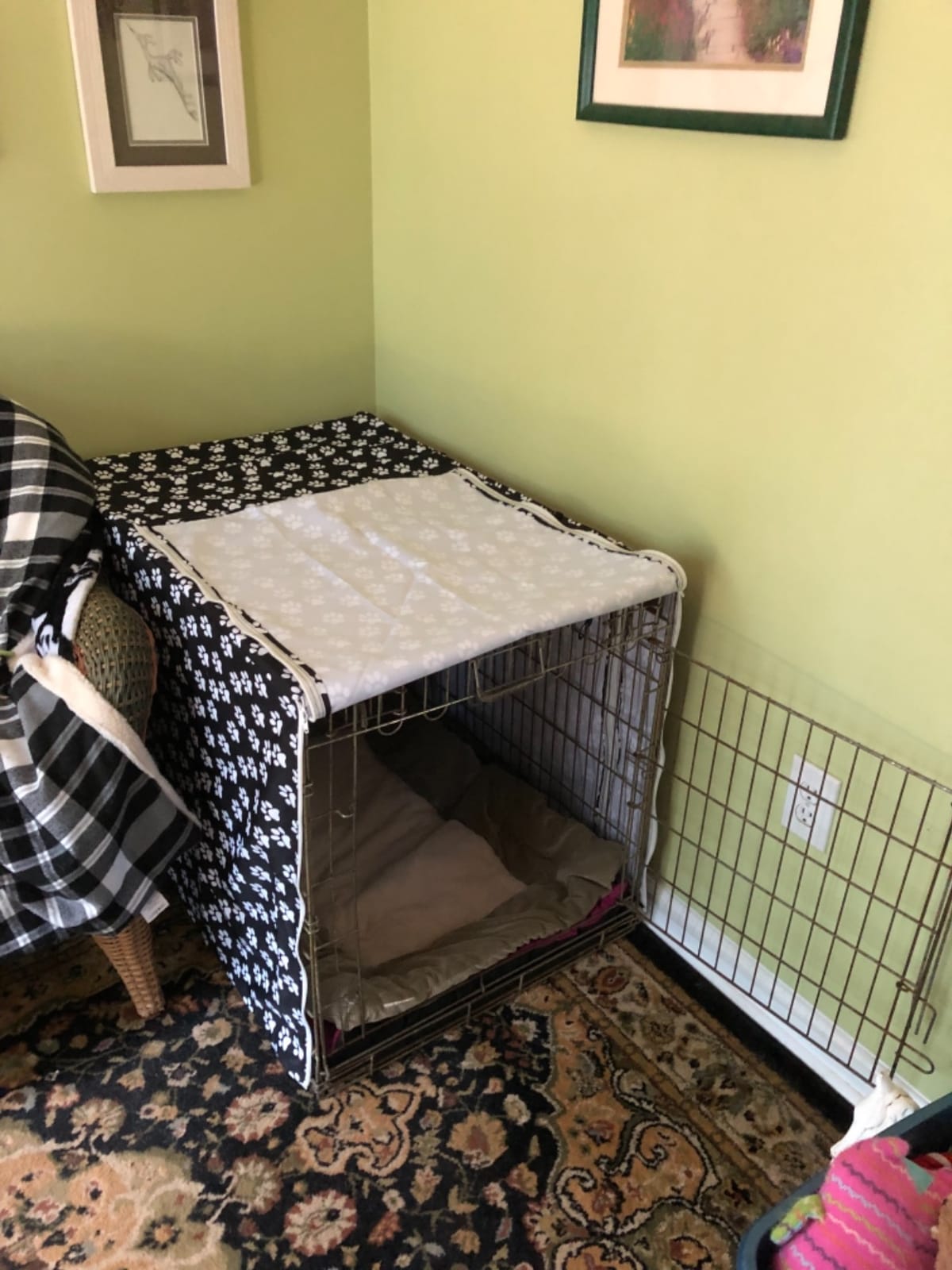 Pethiy Dog Crate Cover Durable Polyester Pet Kennel Cover Universal Fit for Wire Dog Crate - Fits Most 30 inch Dog Crates - Cover only-Black-30 customer photo 1