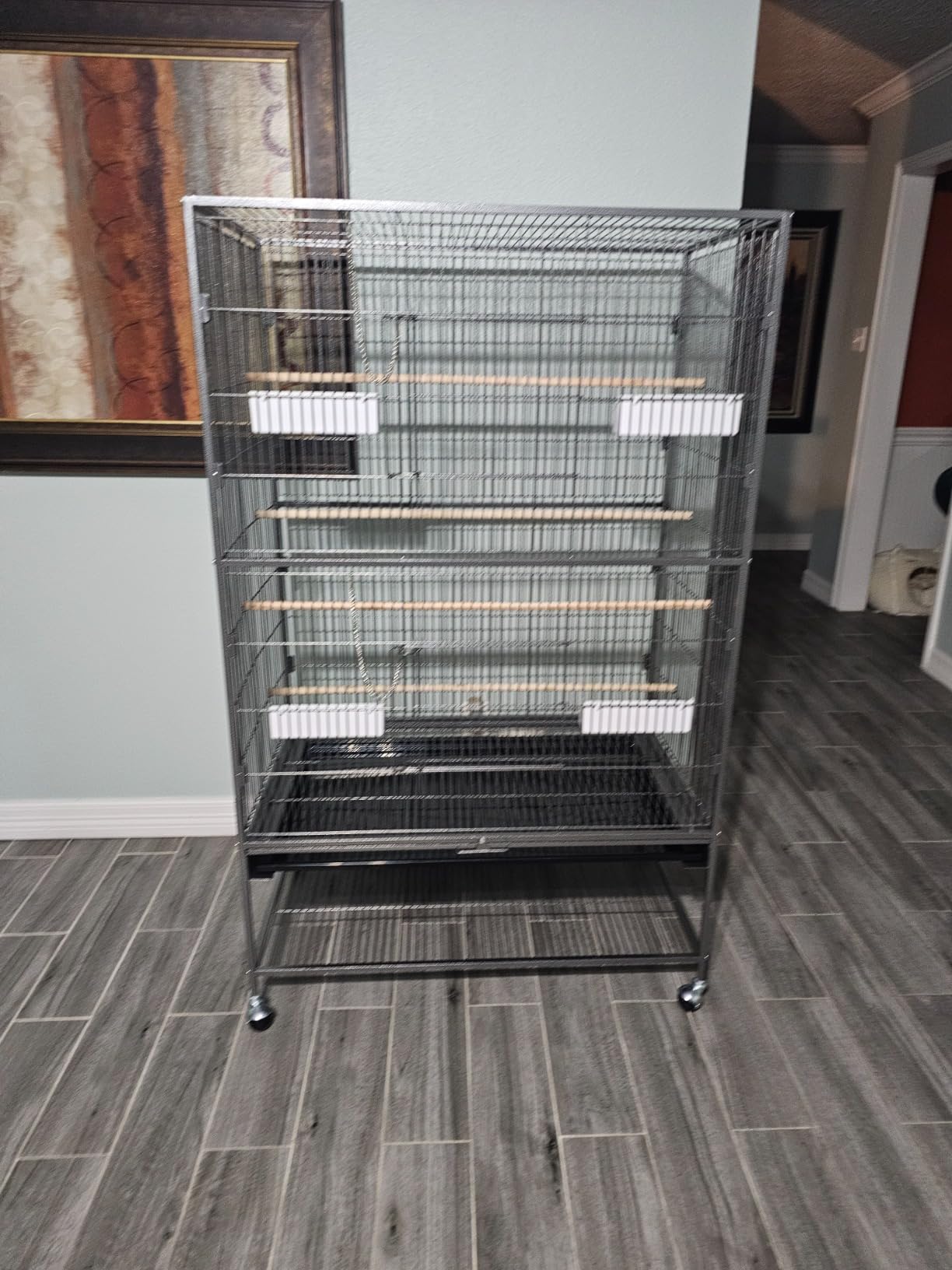 Topeakmart Wrought Iron Large Flight Parrot Bird Cage with Rolling Stand for Multiple Parakeets Conure Cockatiel Cage customer photo 2