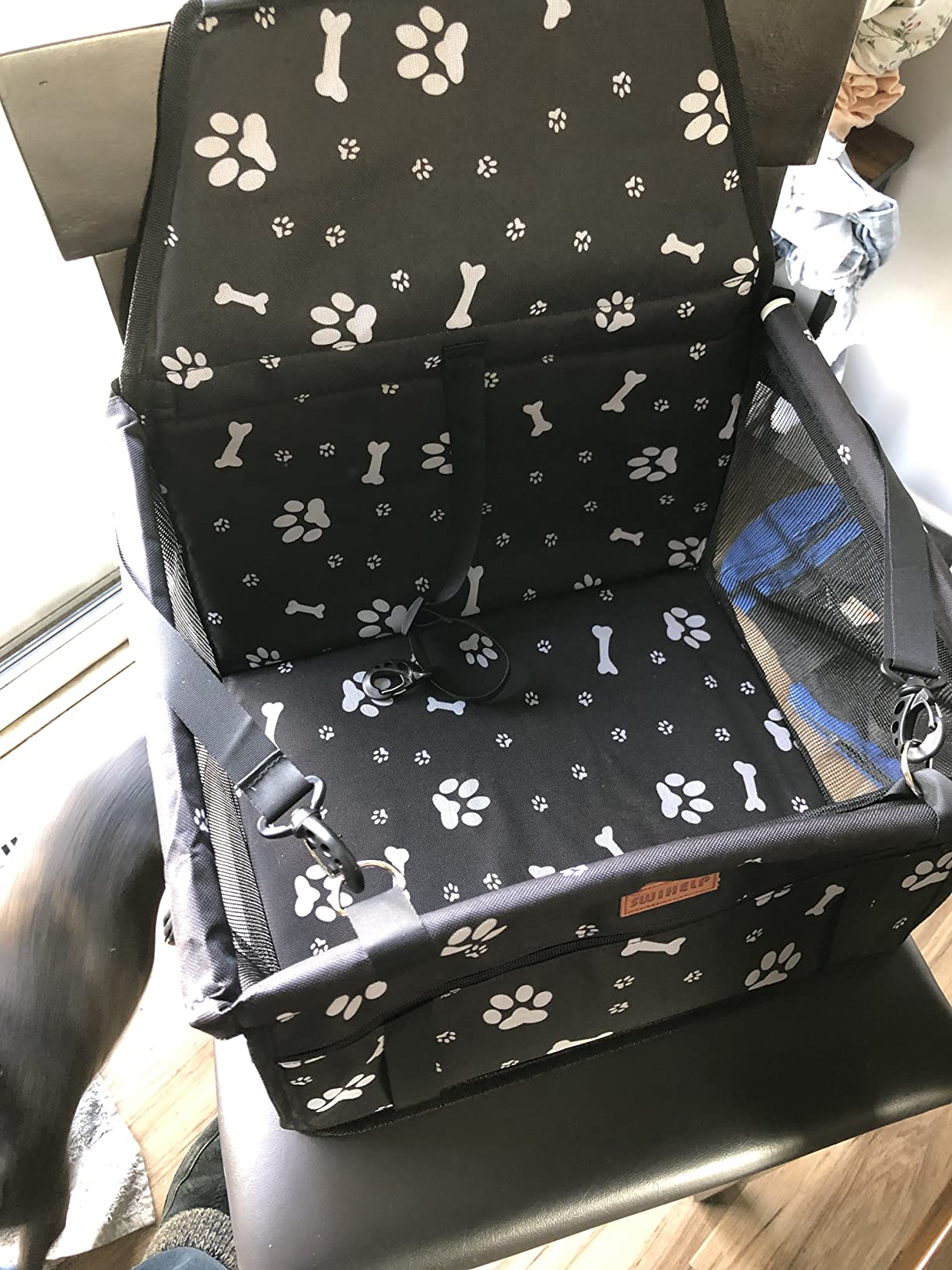 Dog Car Seat Puppy Portable Pet Booster Car Seat with Clip-On Safety Leash and PVC Support Pipe, Anti-Collapse,Perfect for Small Pets customer photo 1
