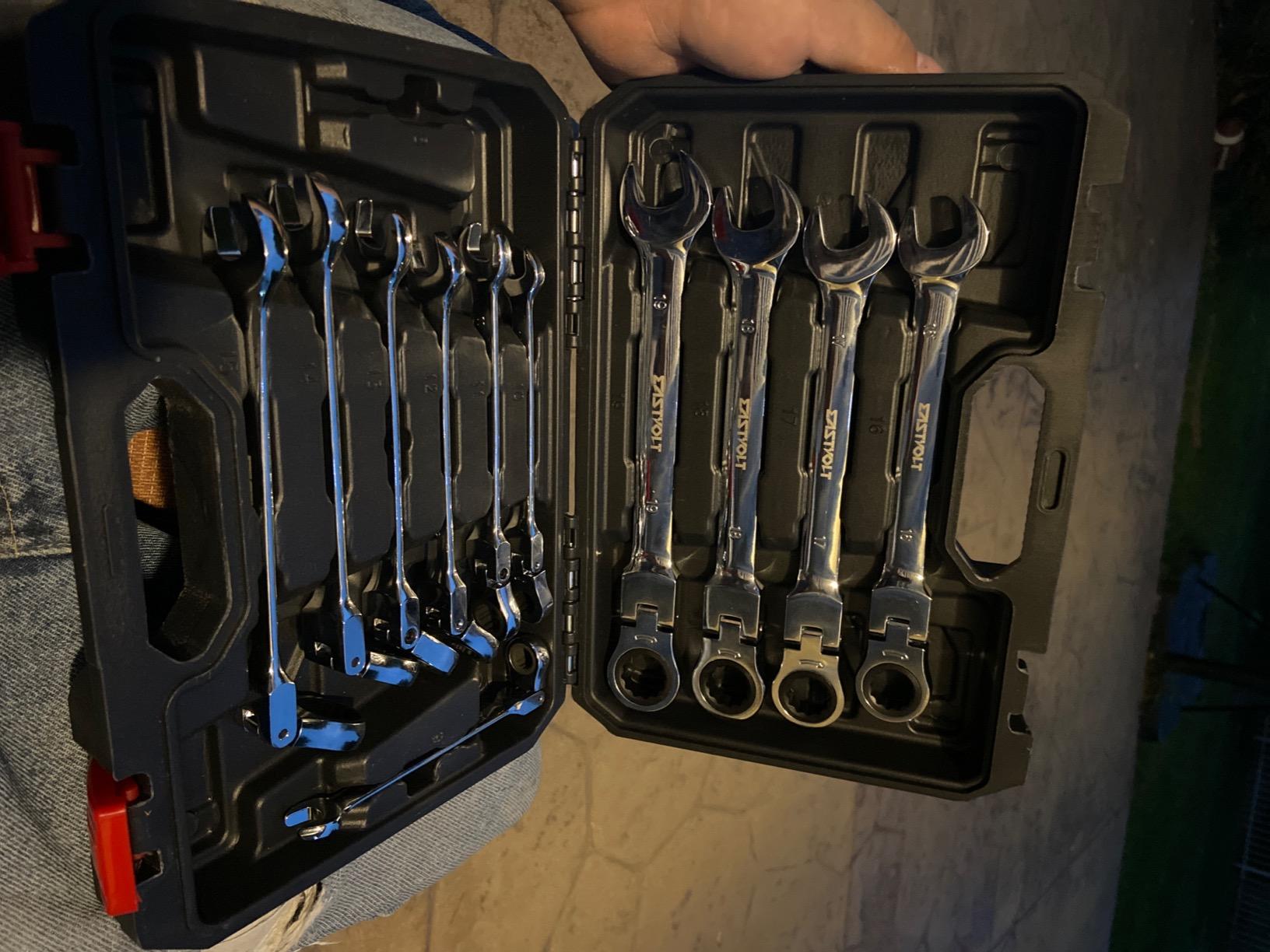 Eastvolt 12-Piece Flex-Head Ratcheting Wrench Set, Metric 8mm-19mm, Combination Ended Spanner kits, Chrome Vanadium Steel with Toolbox, EVHT1201 customer photo 2
