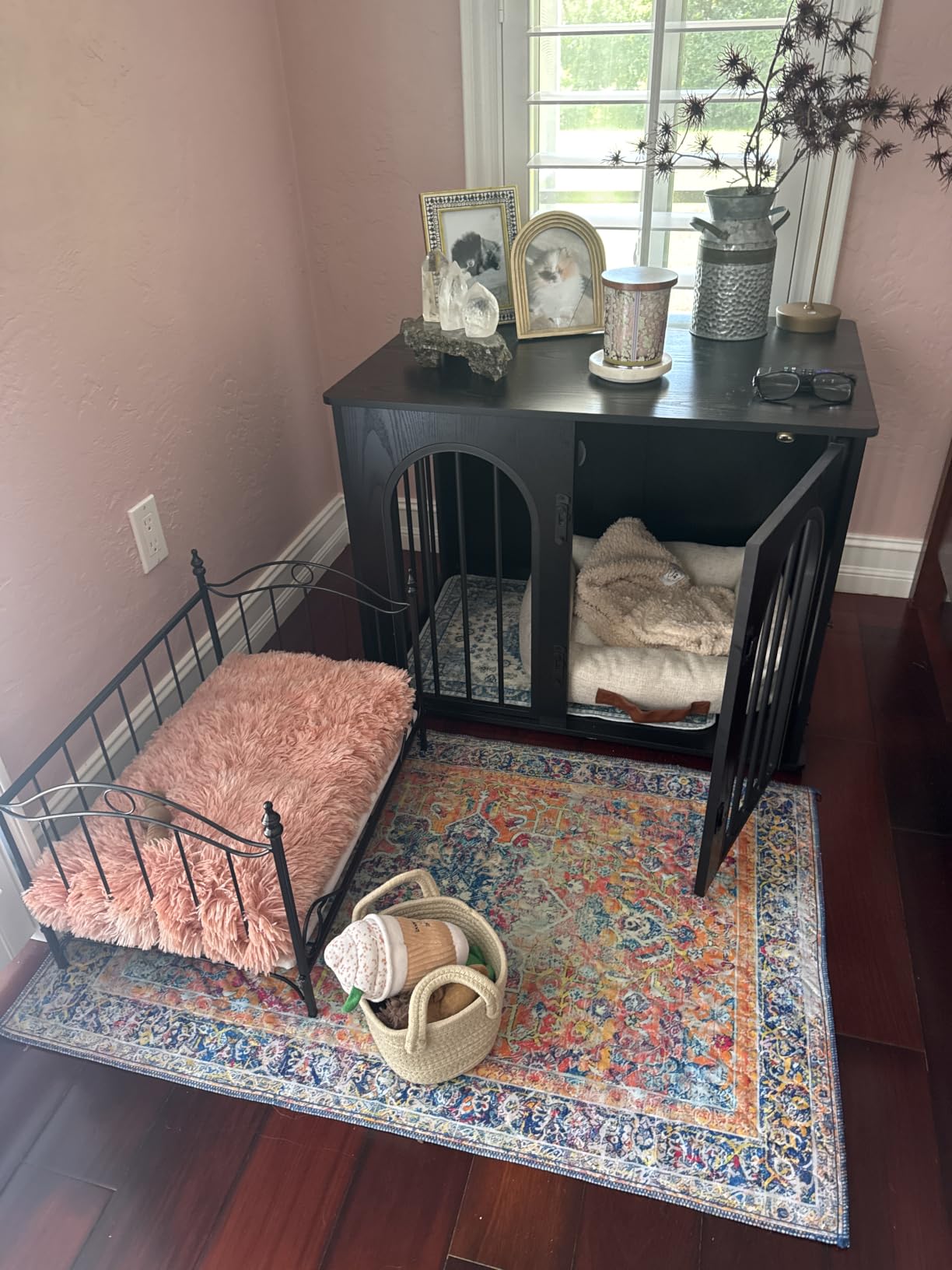 Pet Bed, Dog Bed with Metal Frame and Detached White Velvet Cushion with 2 Pillow for Small Dog customer photo 1