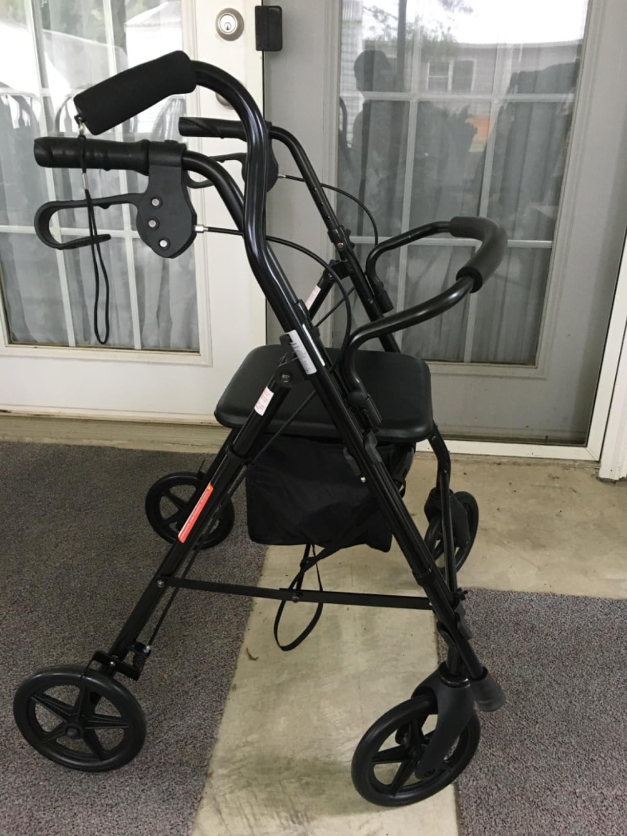 Medline Aluminum Rollator Walker, Burgundy, 300 lb. Weight Capacity, 8” Wheels, Adjustable Height Handle, Padded Seat & Backrest, Rolling Walker for Seniors and Mobility Impaired customer photo 2