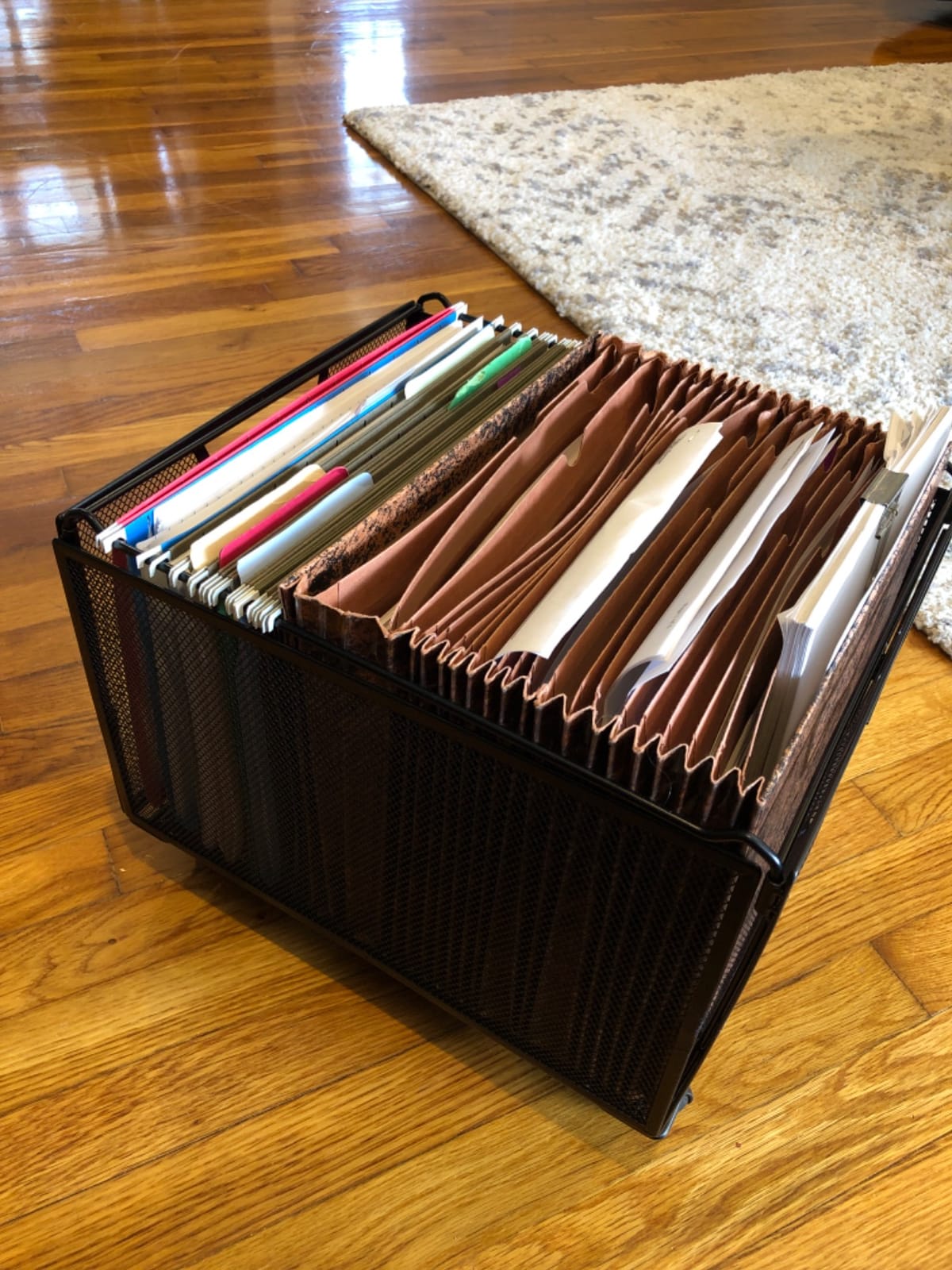 Simple Houseware Stackable Mesh Hanging Rolling File Cart, Black customer photo 2
