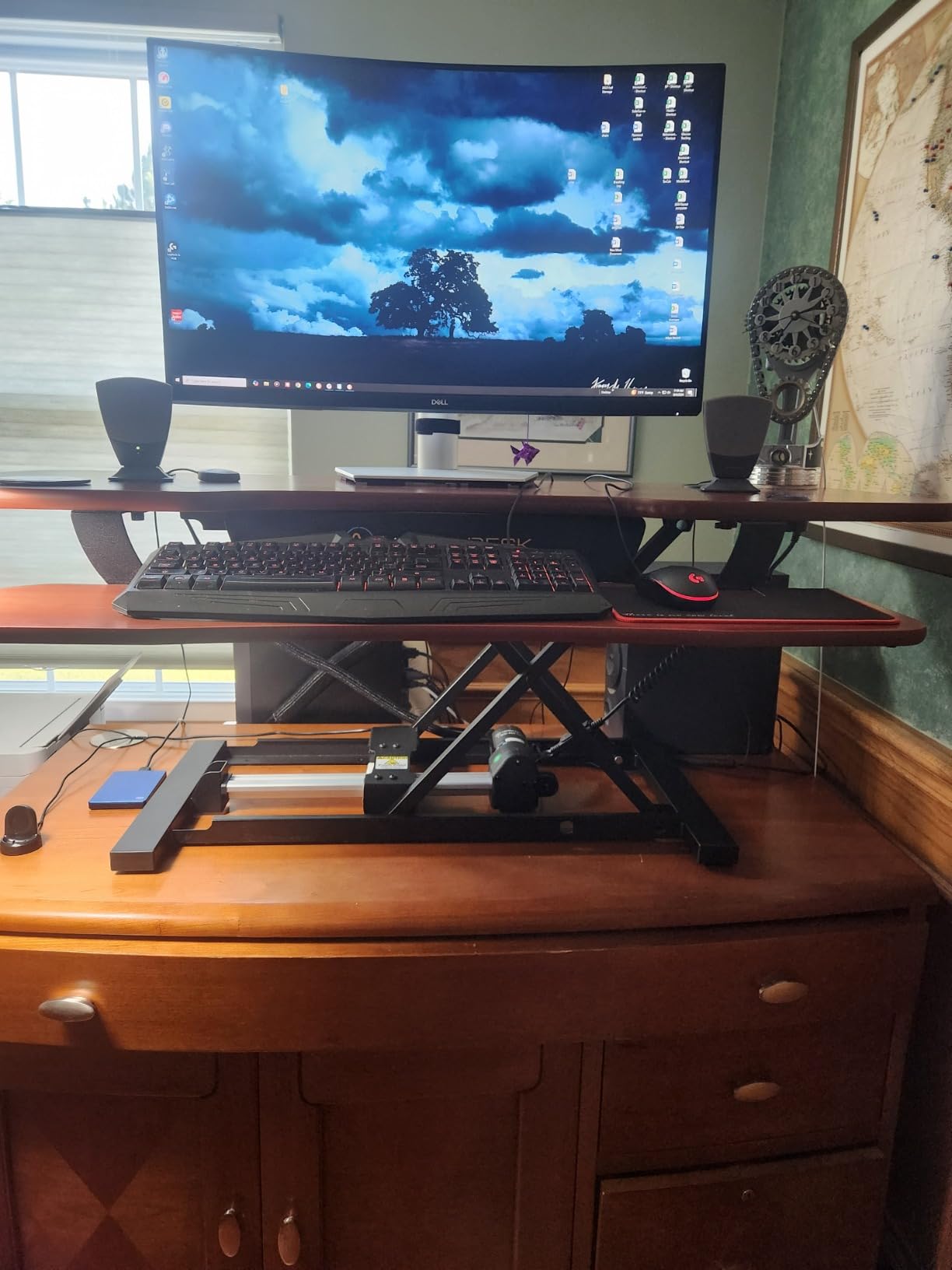 VERSADESK PowerPro 36 Inch Electric Standing Desk Converter – Push-Button Height Adjustable Sit to Stand Desk Riser for Dual Monitors & Laptop – Motorized Desktop Workstation with Wide Keyboard Tray customer photo 2