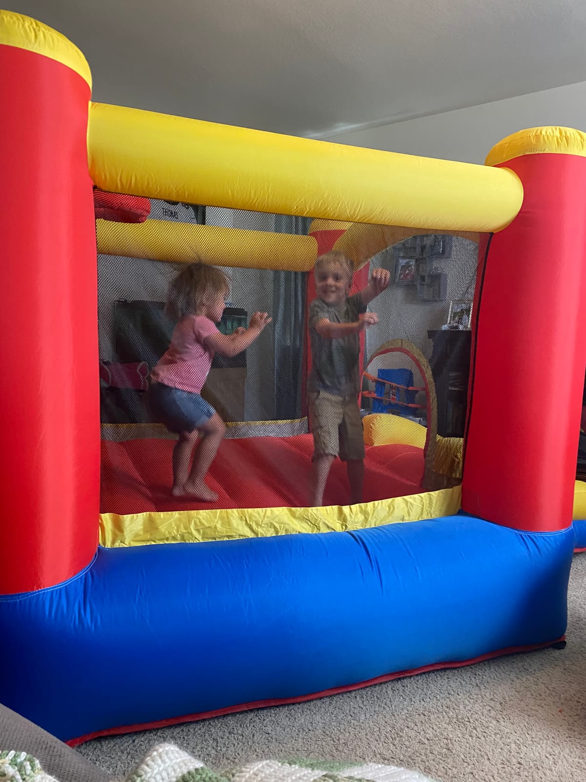 JOYMOR Inflatable Indoor Bounce House for Kids 3-6 w/Air Blower and Basketball Hoop, Small Bounce House for Kids and Toddlers Indoor Party, Indoor Bounce House with Slide for Toddlers customer photo 2