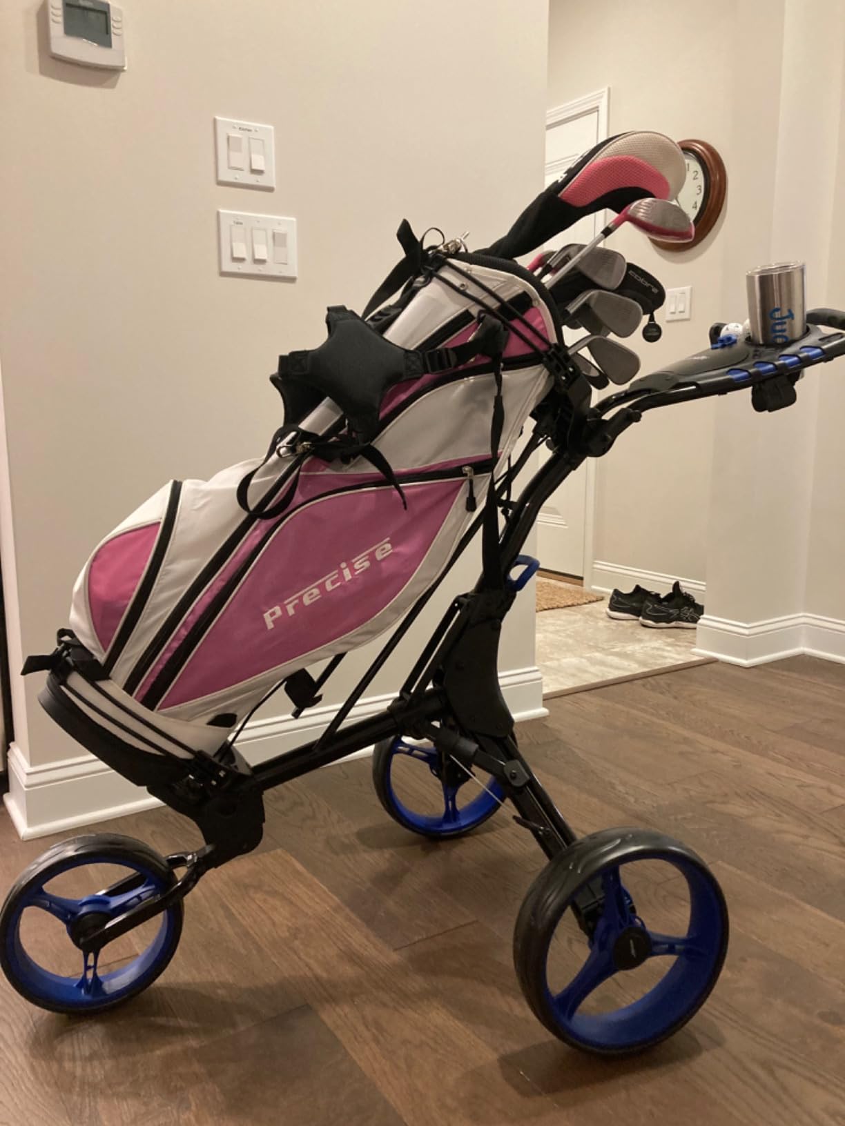 SereneLife 3-Wheel Golf Push Cart – Foldable, Adjustable Handle, Brake customer photo 1