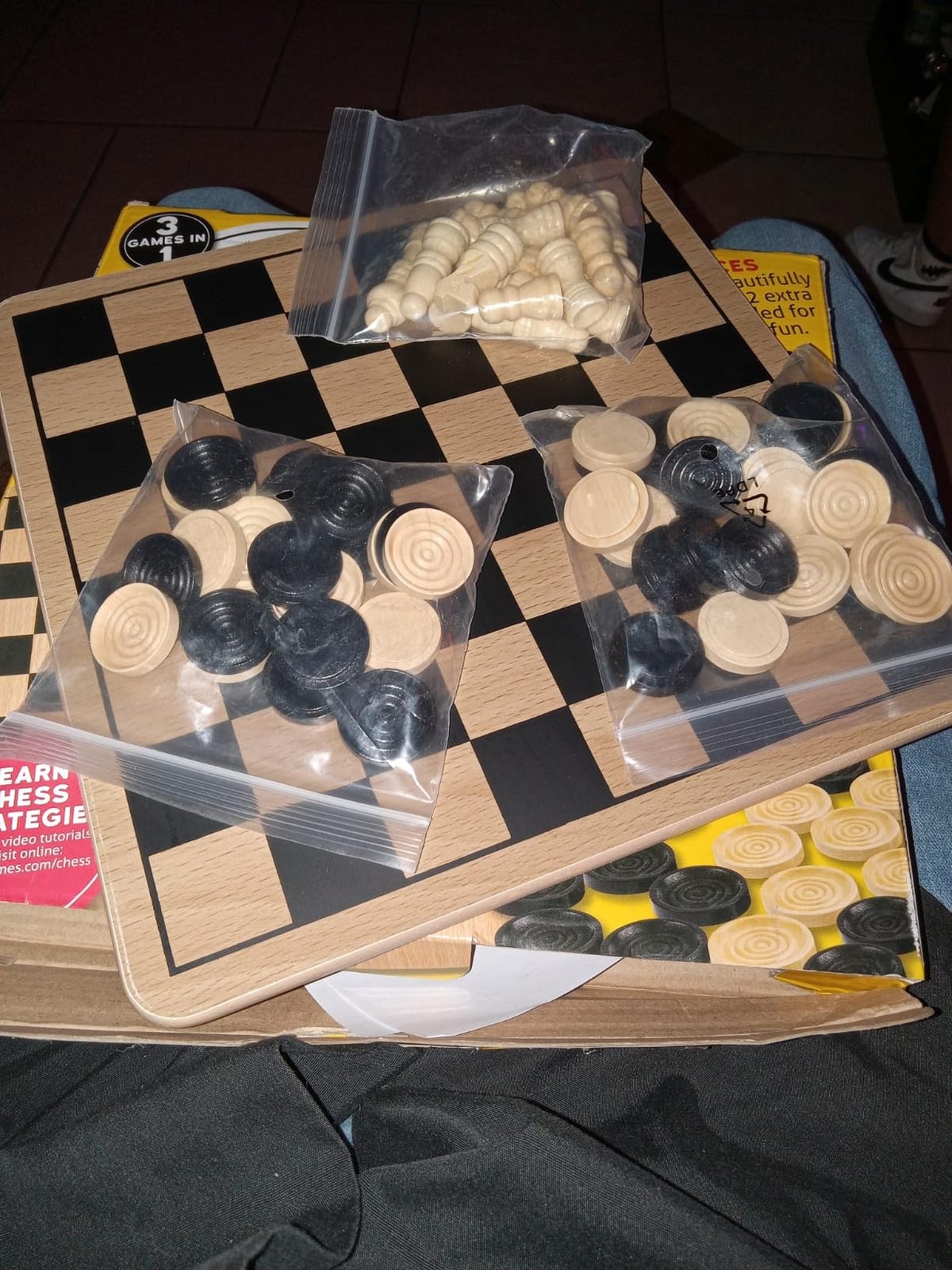 Regal Games - Reversible Wooden Board for Chess, Checkers & Tic-Tac-Toe - 24 Interlocking Wooden Checkers and 32 Standard Chess Pieces - for Age 8 to Adult for Family Fun customer photo 1
