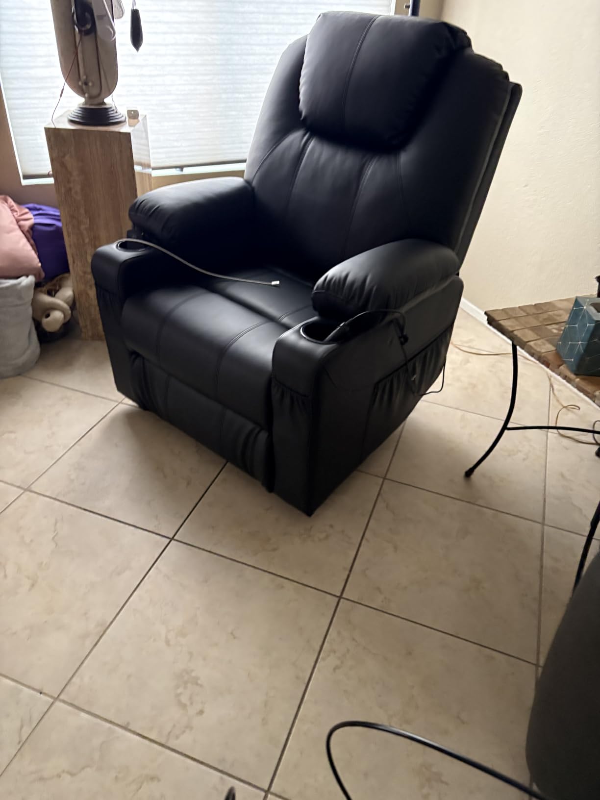 MCombo Large Power Lift Recliner Chair with Massage and Heat for Tall Elderly People, 3 Positions, Cup Holders, and USB Ports, Faux Leather 7516 (Large, Light Brown) customer photo 2