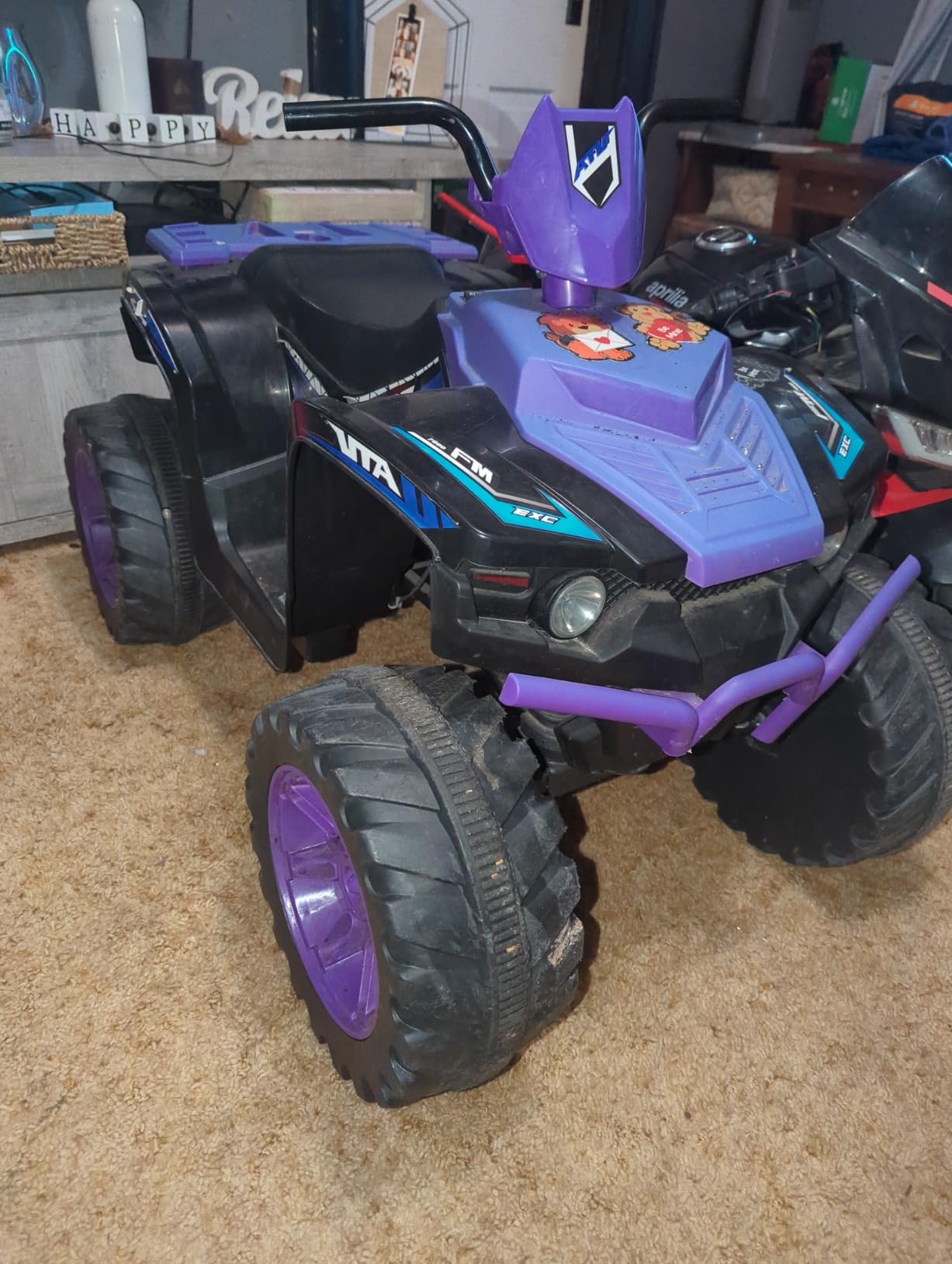 Costzon Kids ATV, 12V Battery Powered Electric Vehicle w/LED Lights, High & Low Speed, Horn, Music, USB, Treaded Tires, Ride on Car 4 Wheeler Quad for Boys & Girls Gift, Ride on ATV (Blue) customer photo 1