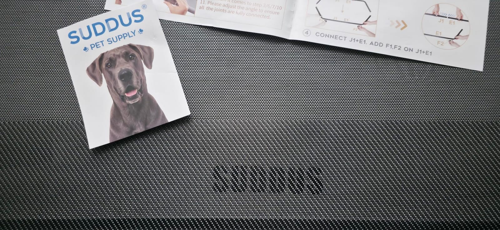 suddus Elevated Dog Bed for Large Dogs 120lb, Breathable Cooling Raised Dog Cot with Dual Support Bars & Metal Frame, No-Slip Feet, Waterproof Pet Bed for Indoor/Outdoor, X-Large, 48 * 36 * 9in, Grey customer photo 2