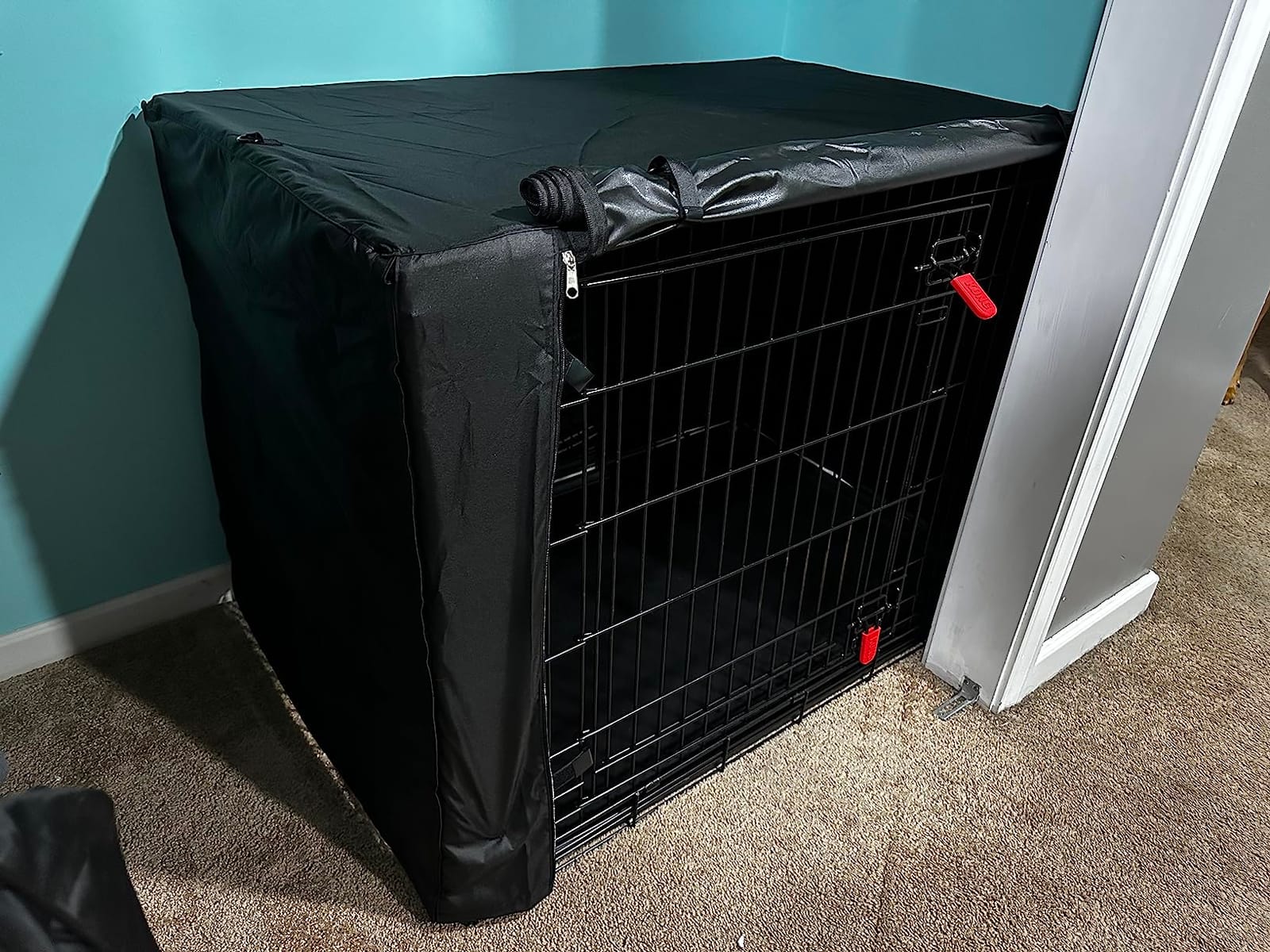 Dog Crate Cover, Double Door Breathable Crate Cover, 36 inches, Black customer photo 2