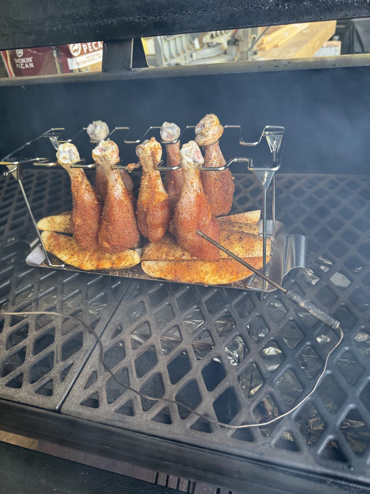 RTT Chicken Leg Rack for Grill with Drip Tray - Easy to Use 12 Slots Chicken Wing Rack - Premium Stainless Steel Chicken Drumstick Rack for Smoker - Chicken Drumstick Holder for Grill Accessories customer photo 1
