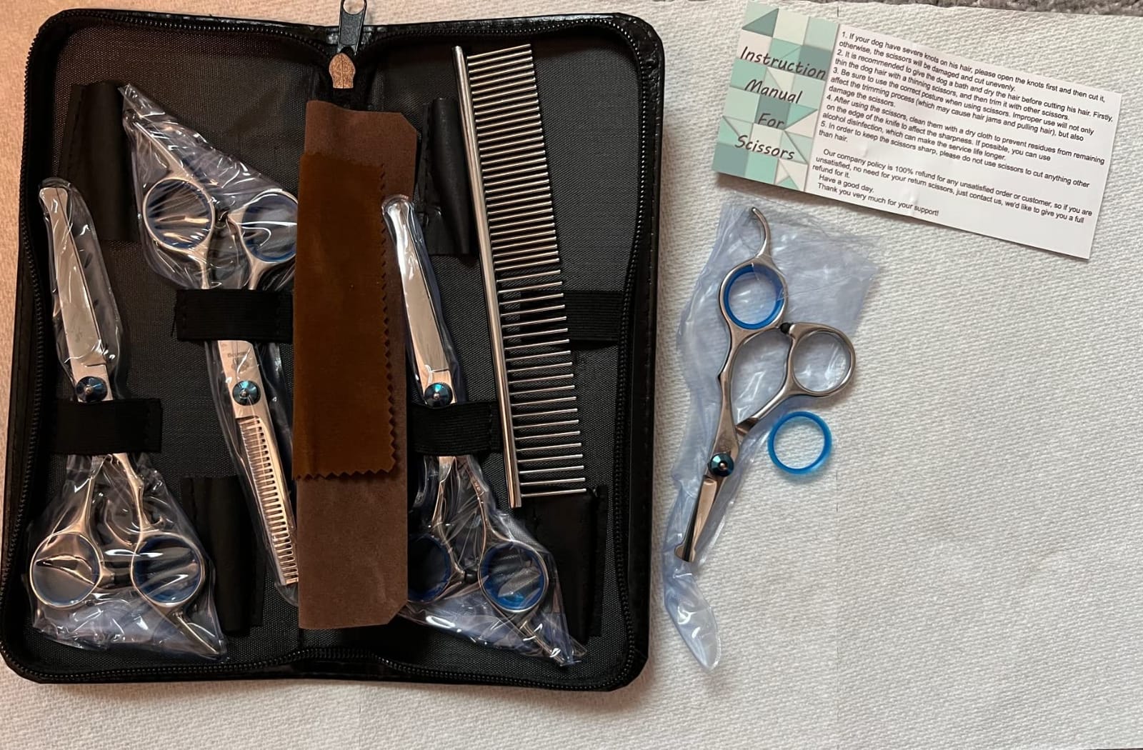Dog Grooming Scissors Kit with Safety Round Tips, GLADOG Professional 6 in 1 Grooming Scissors for Dogs, Sharp and Heavy-duty Dog Grooming Shears for Dogs Cats Pets customer photo 2