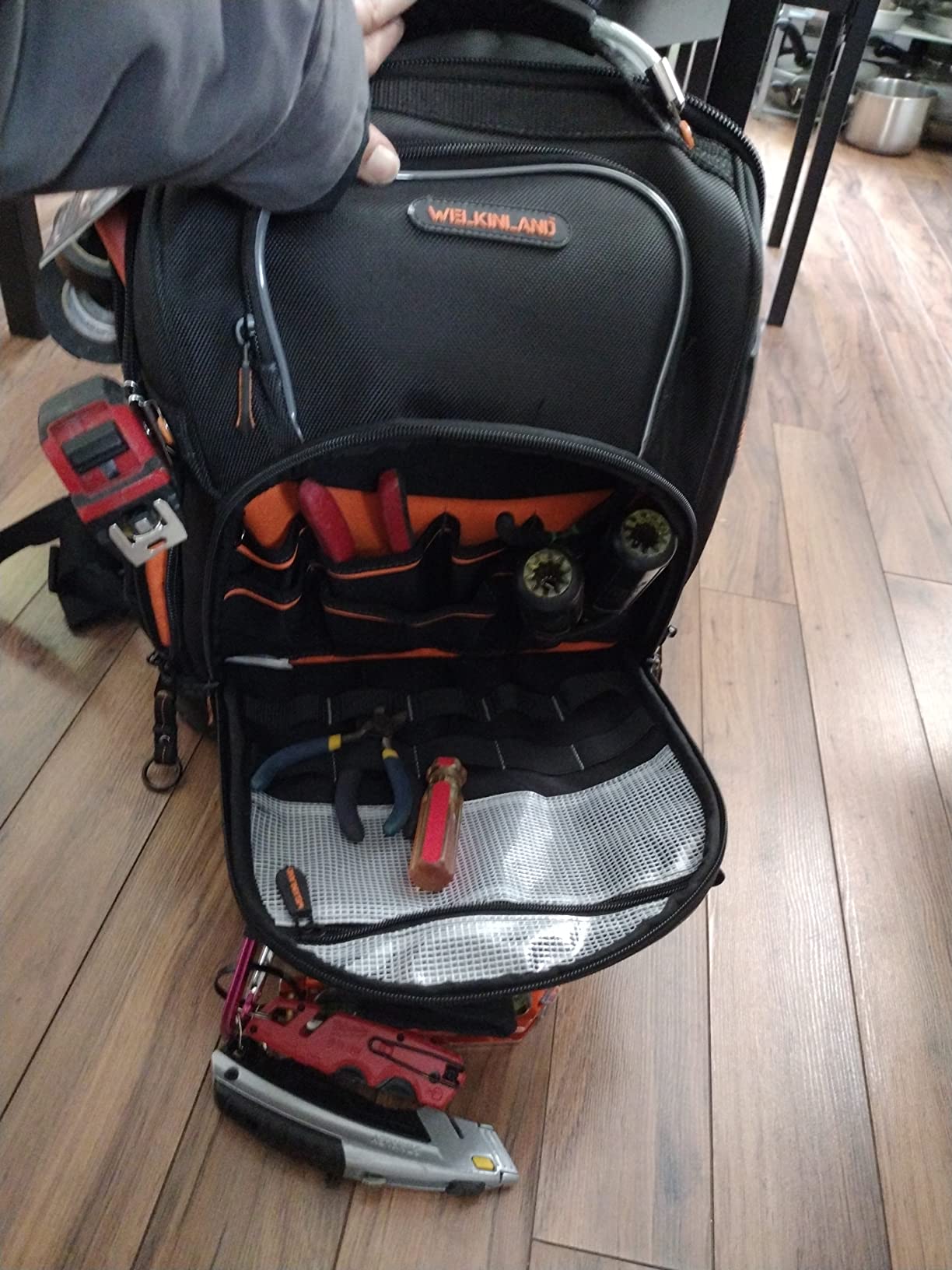WELKINLAND 77-Pockets Electricians Tool Backpack, Tool Backpack For Men customer photo 2