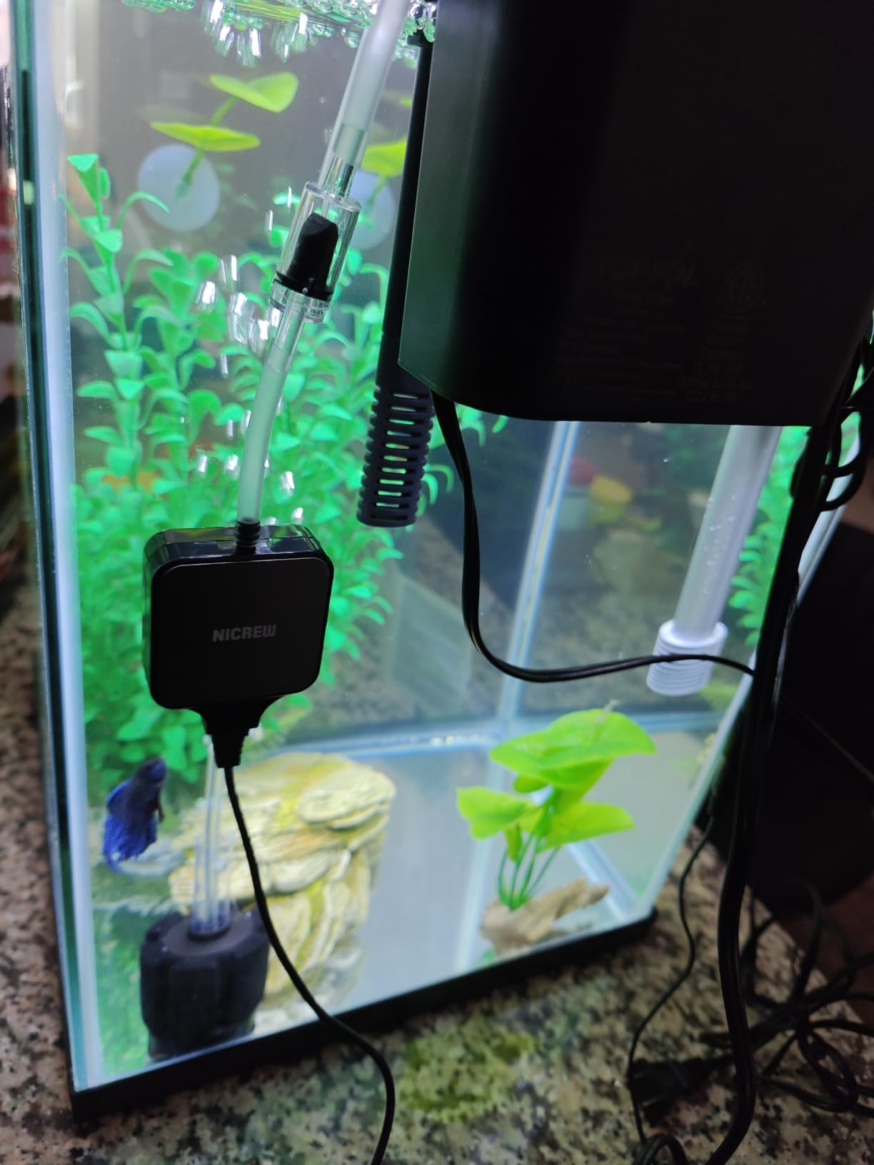 NICREW Nano Silent Aquarium Air Pump Black, Aquarium Aerator with Accessories for Up to 10 Gallon Fish Tank, Super Quiet, 0.3 L/min, 1.5 Watts customer photo 2